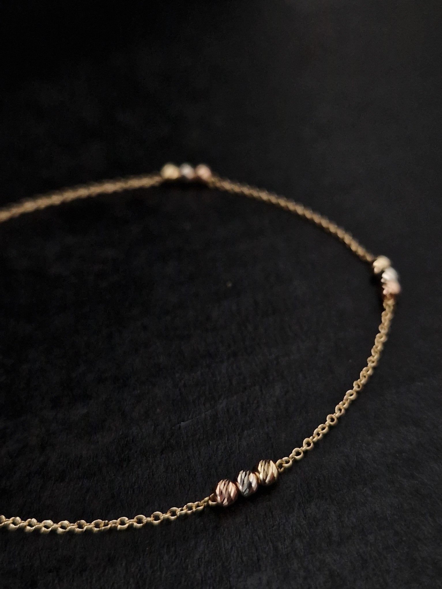 Anklet Beads in Gold 18k Three Tone color