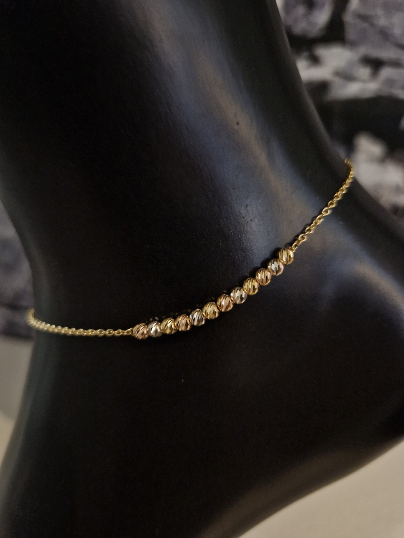 Anklet Beads in Gold 18k Three Tone color