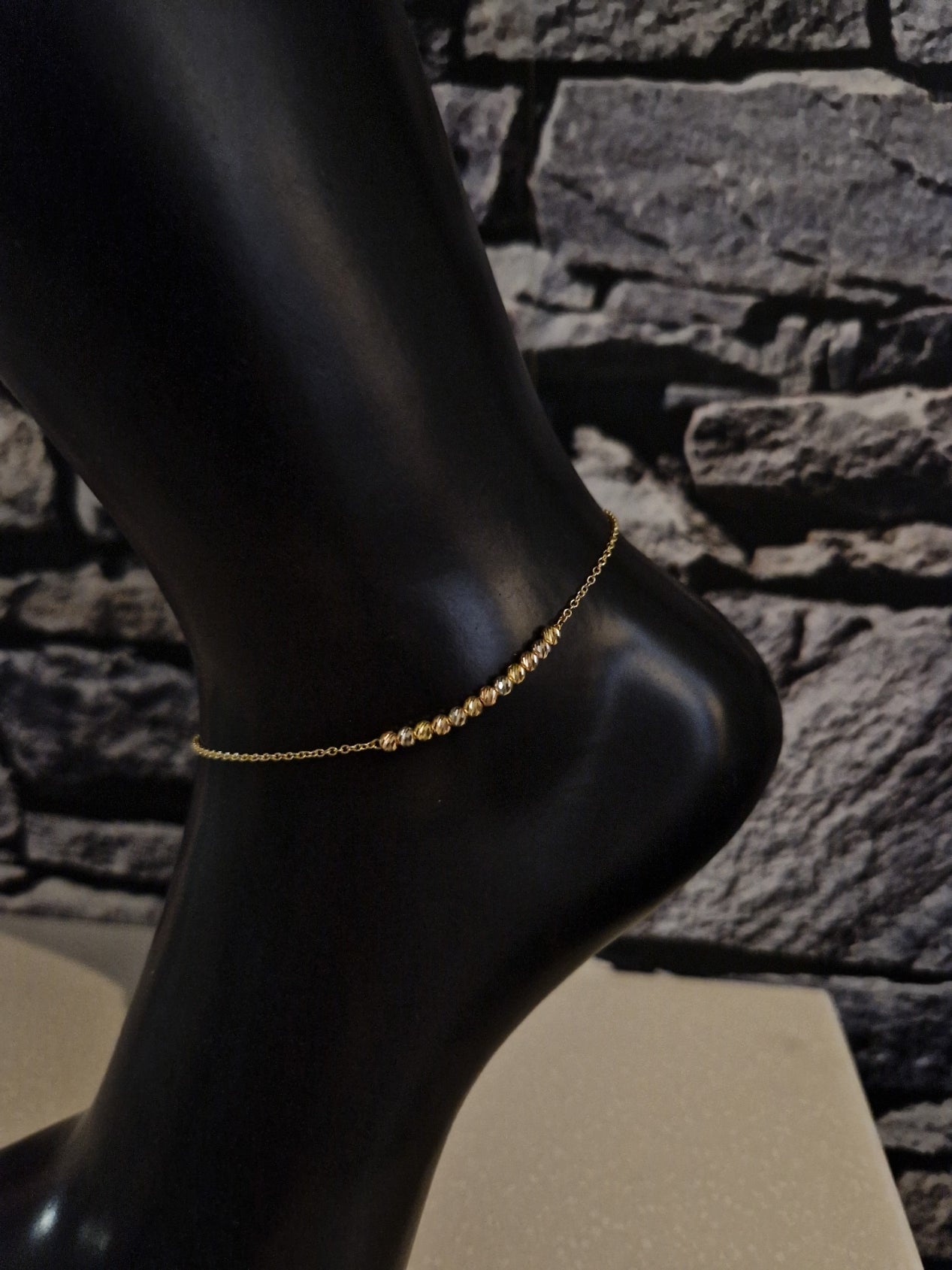 Anklet Beads in Gold 18k Three Tone color