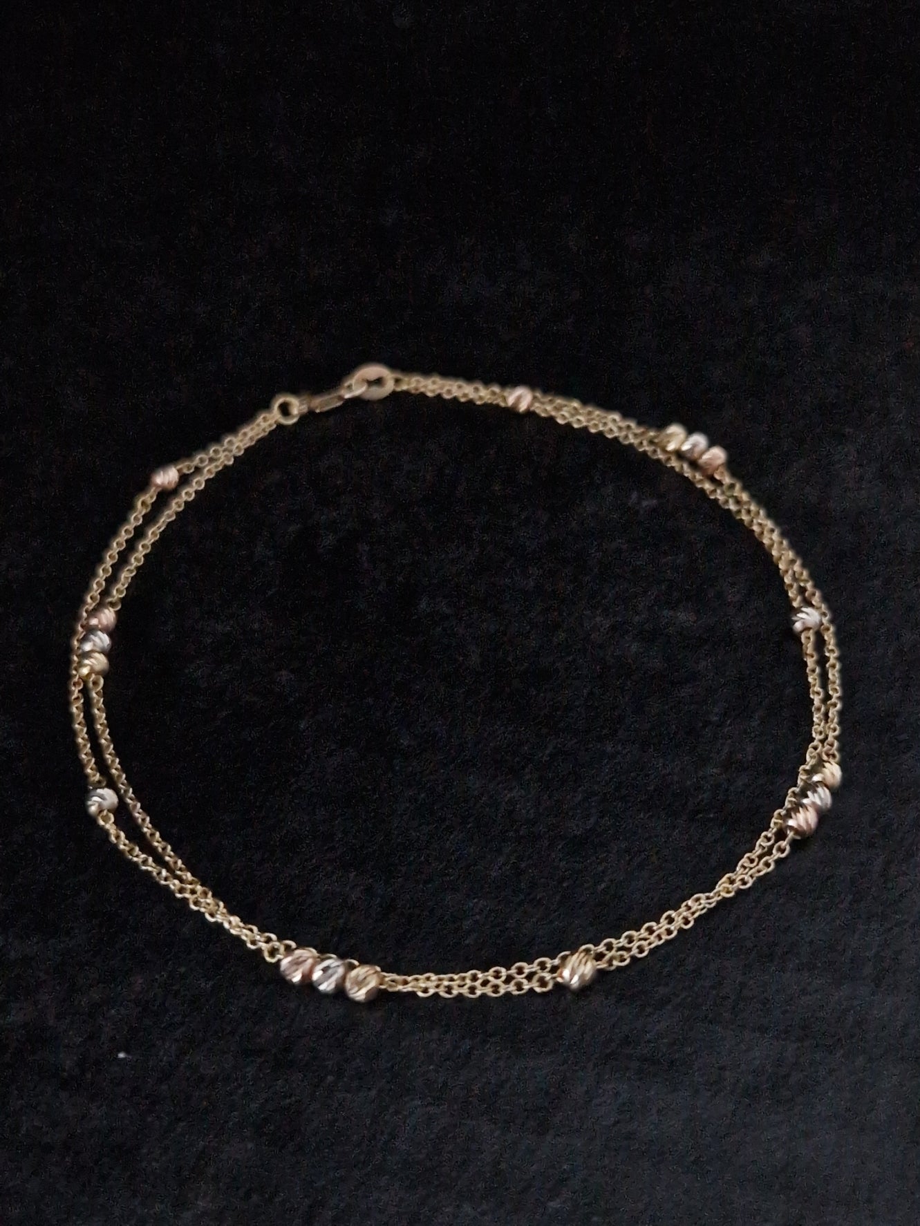 Anklet Beads in Gold 18k Three Tone color