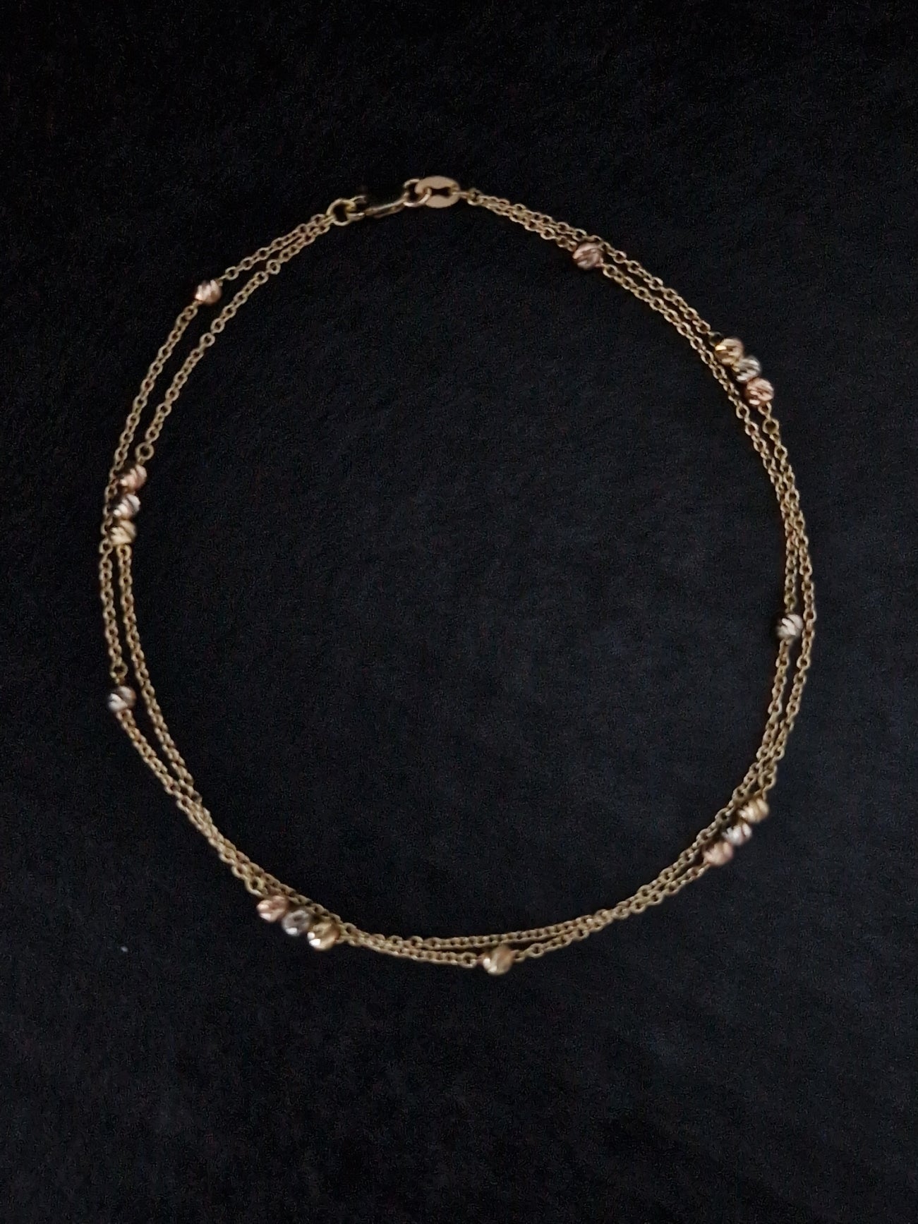 Anklet Beads in Gold 18k Three Tone color