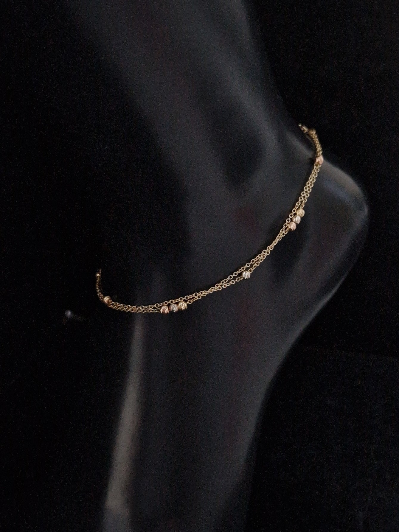 Anklet Beads in Gold 18k Three Tone color