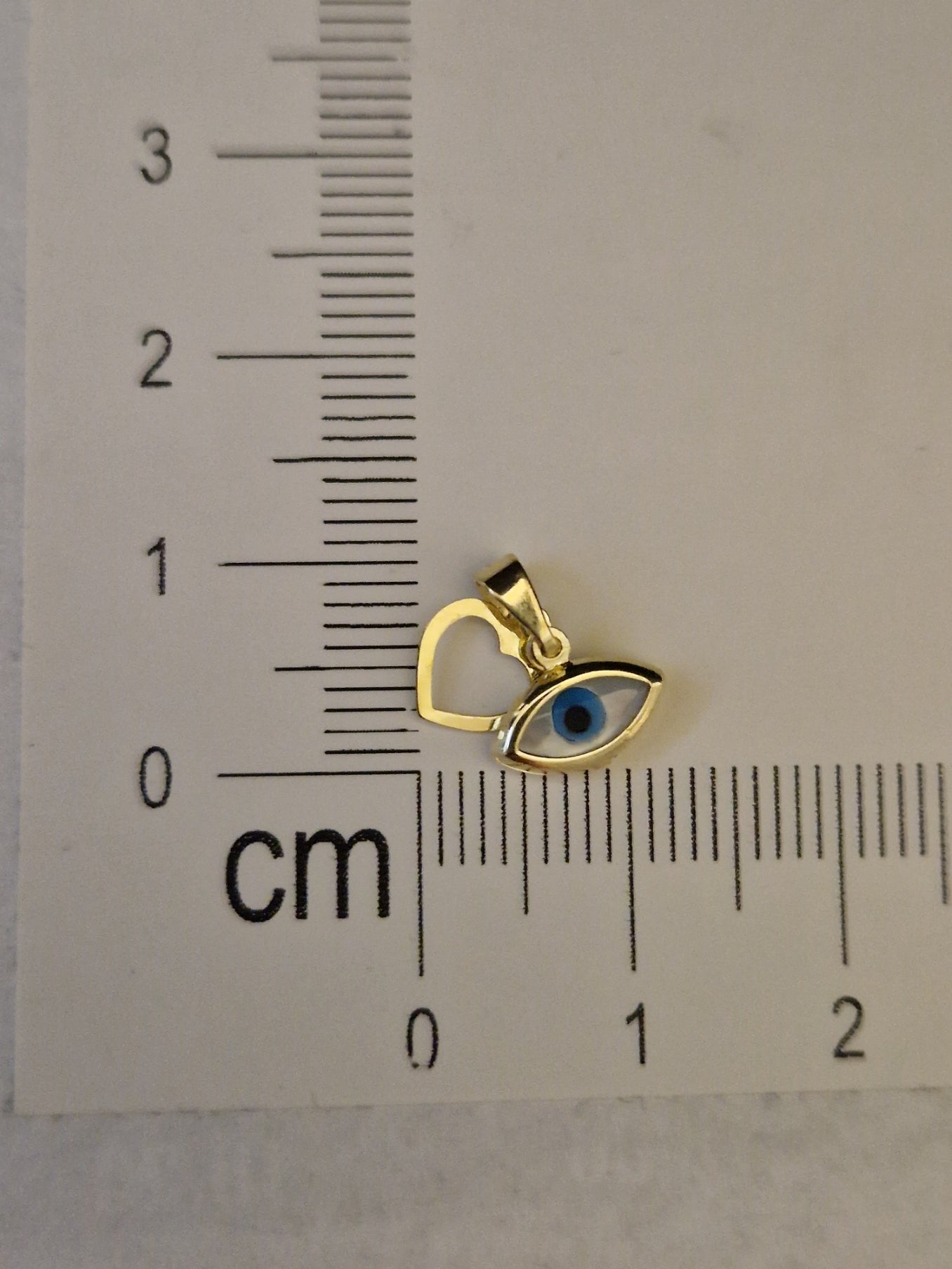 Pendant Heart and Blue Evil Eye in Gold 18k