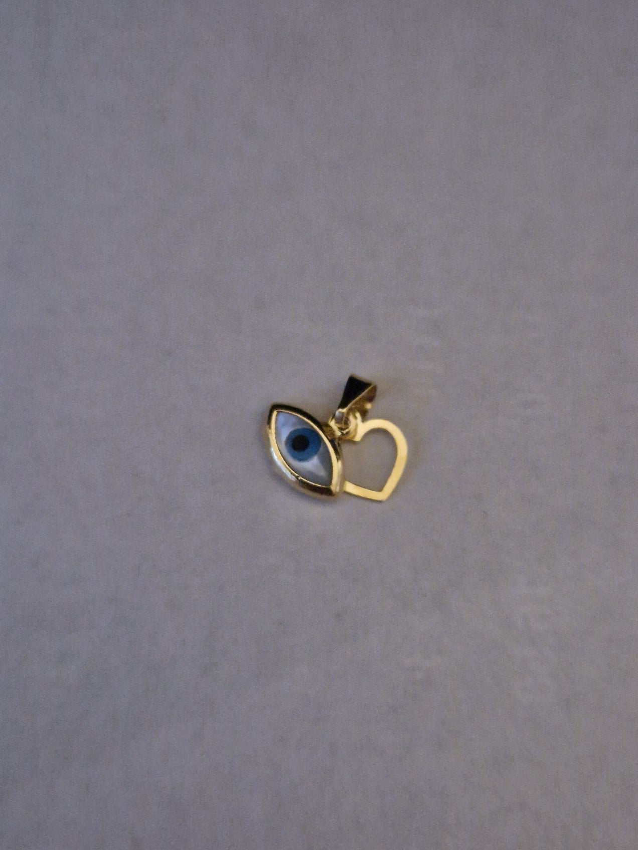 Pendant Heart and Blue Evil Eye in Gold 18k