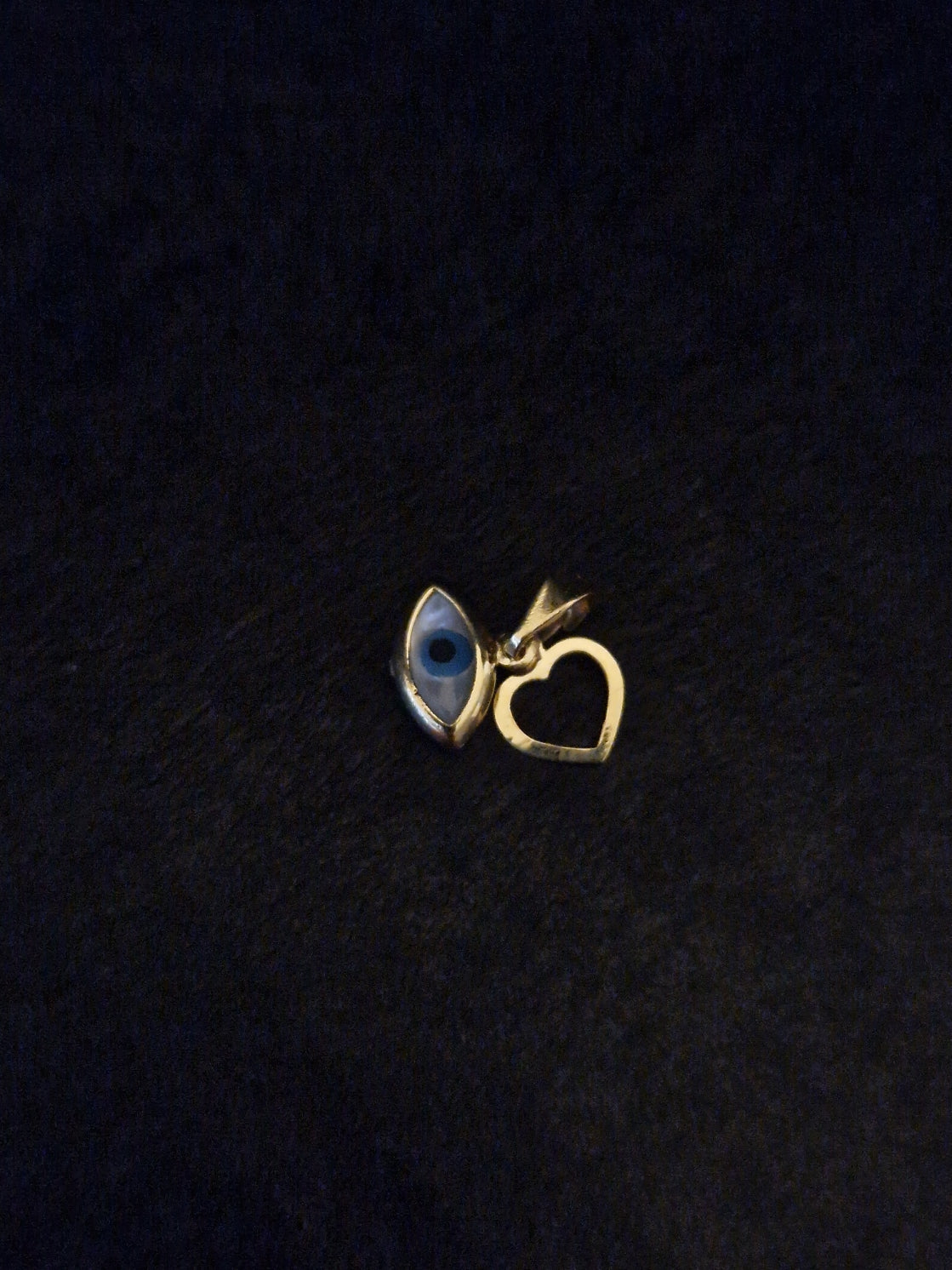 Pendant Heart and Blue Evil Eye in Gold 18k