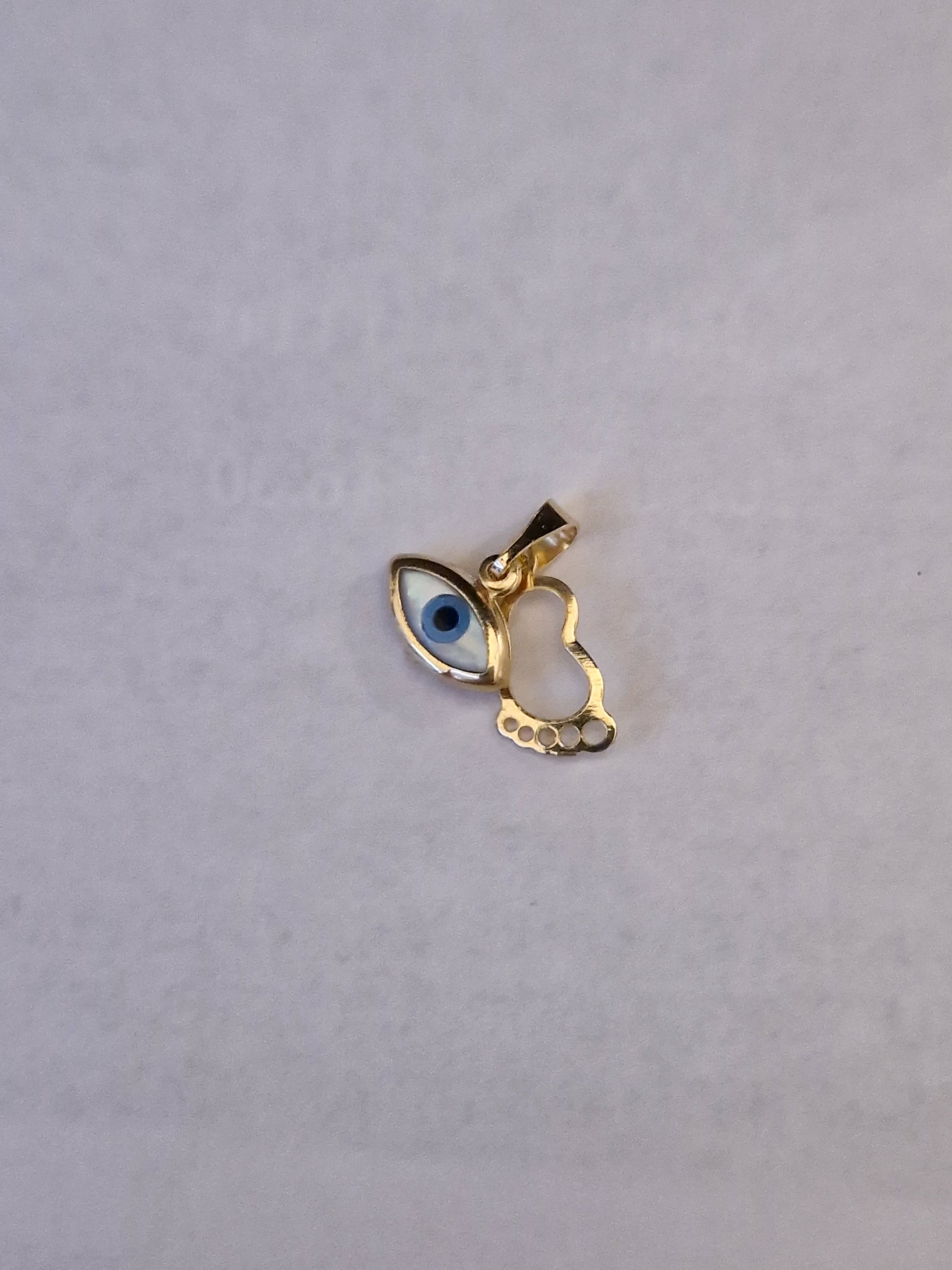 Pendant Foot and Blue Evil Eye in Gold 18k