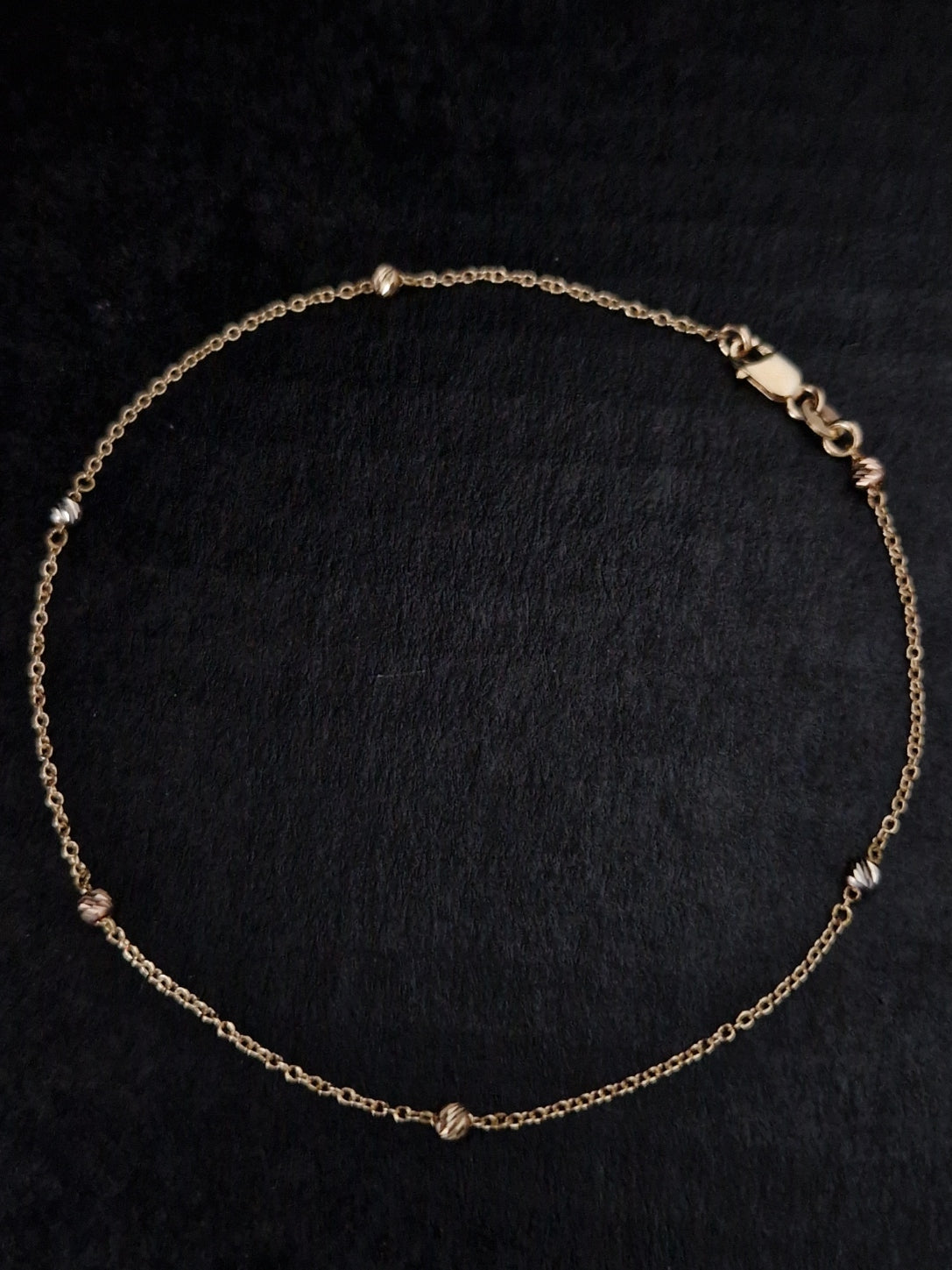 Anklet Beads in Gold 18k Three Tone color