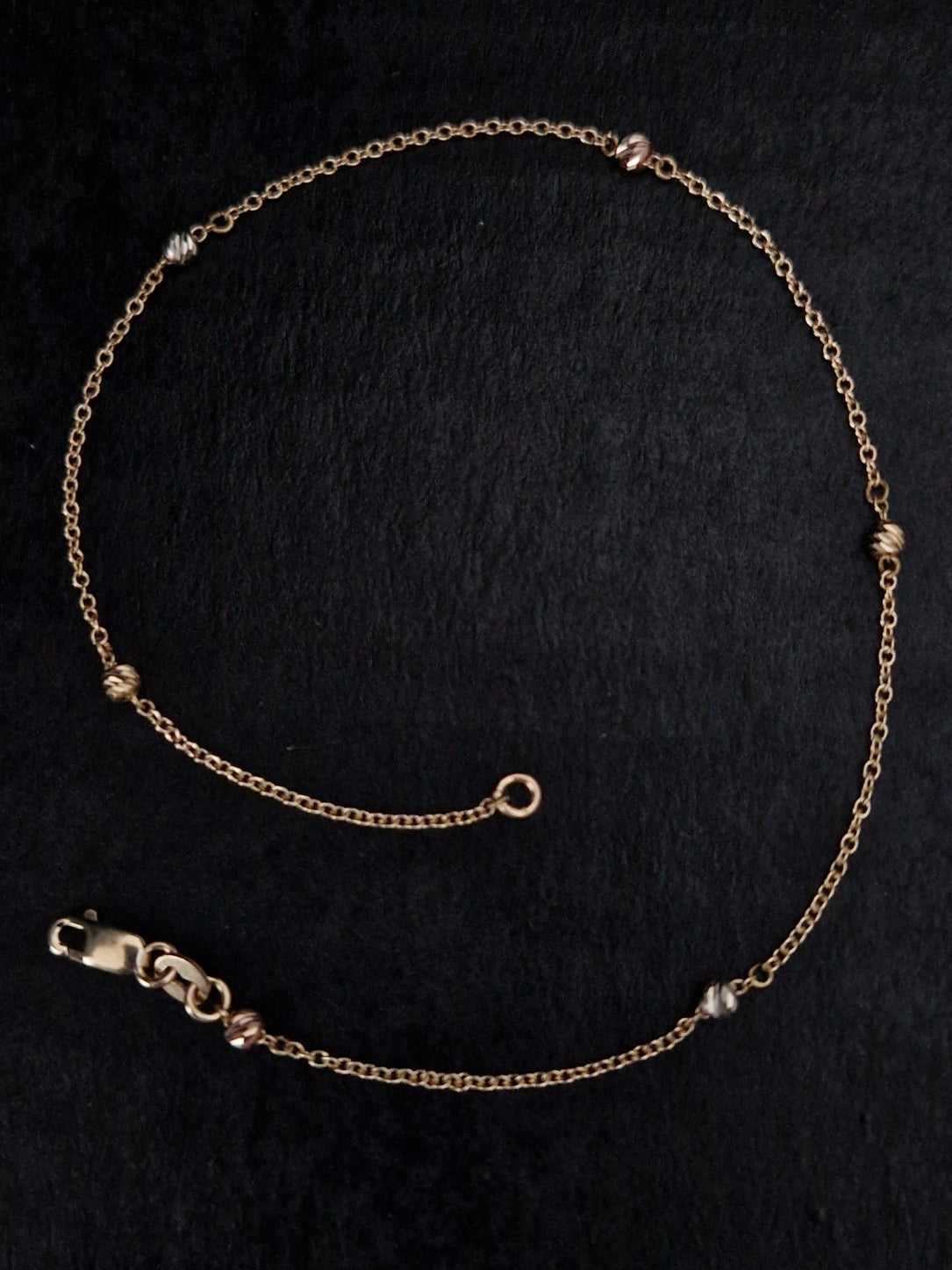 Anklet Beads in Gold 18k Three Tone color