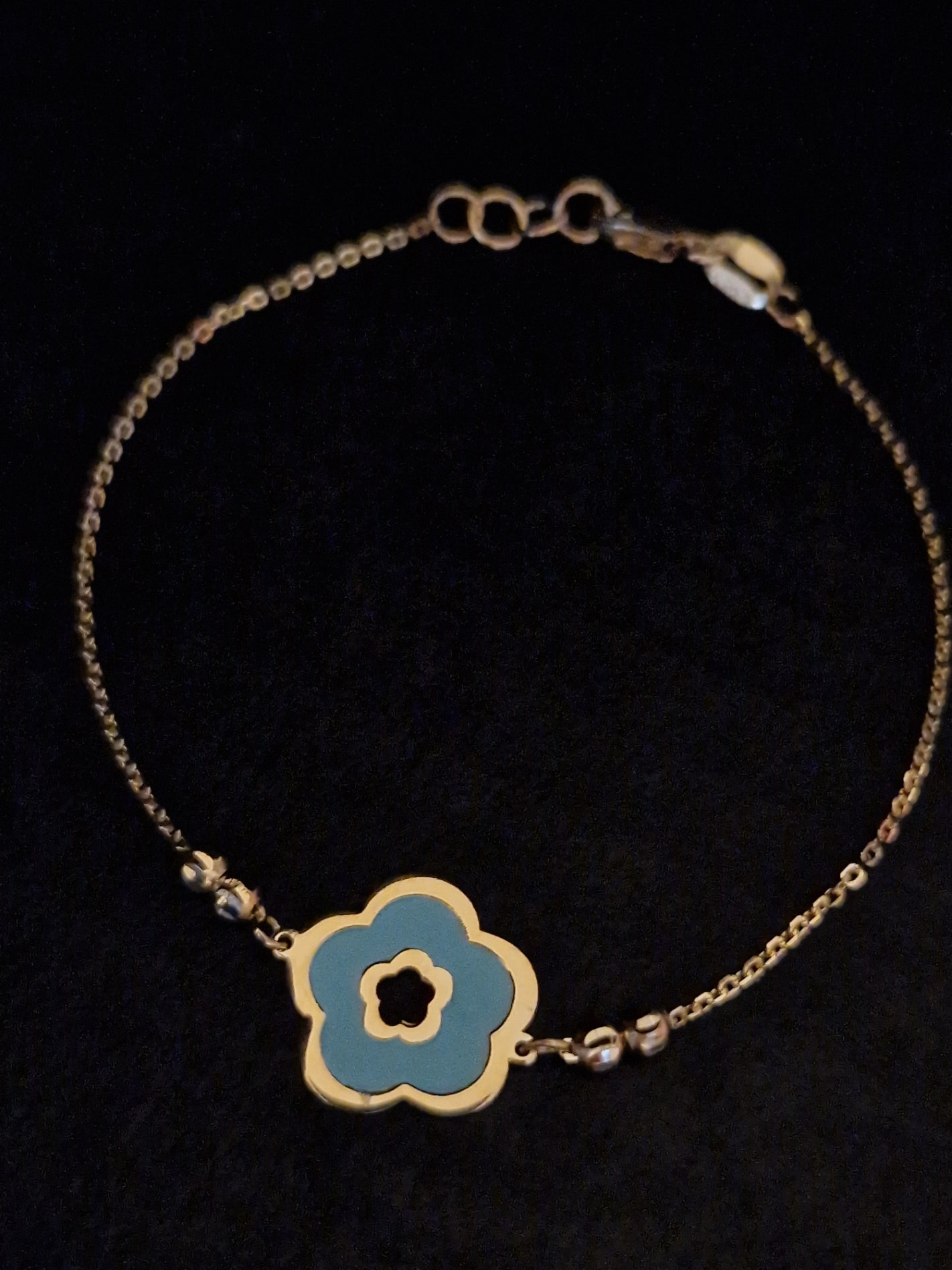 Blue Flower Bracelet in Gold 18k