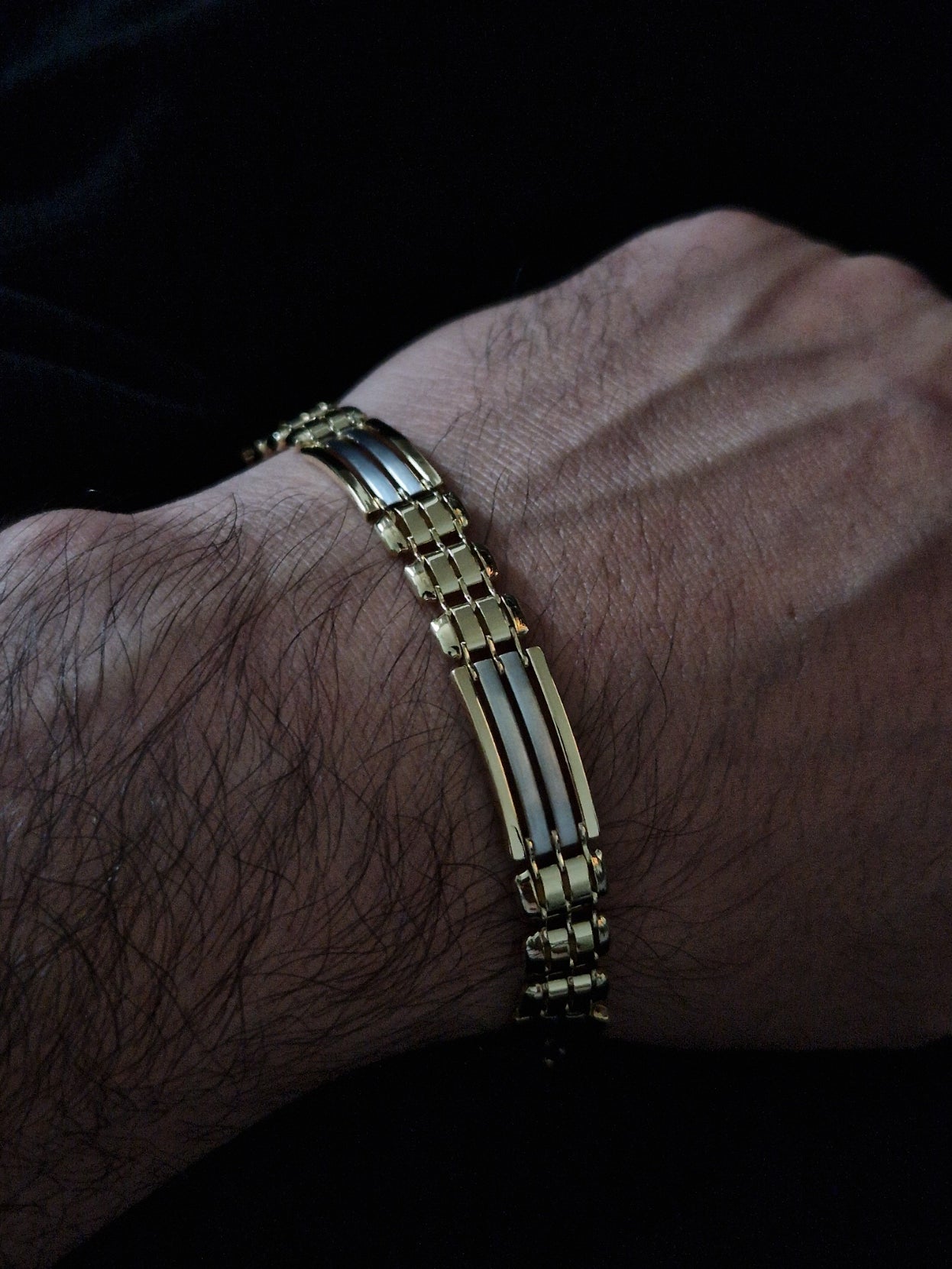 Men's Bracelet 18k Gold two tone color