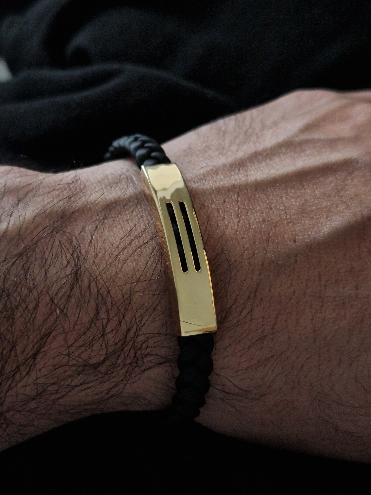 Men's Bracelet 18k Gold and rubber