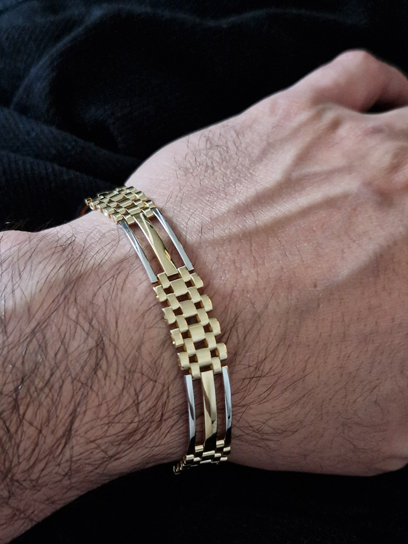 Men's Bracelet 18k Gold two tone color