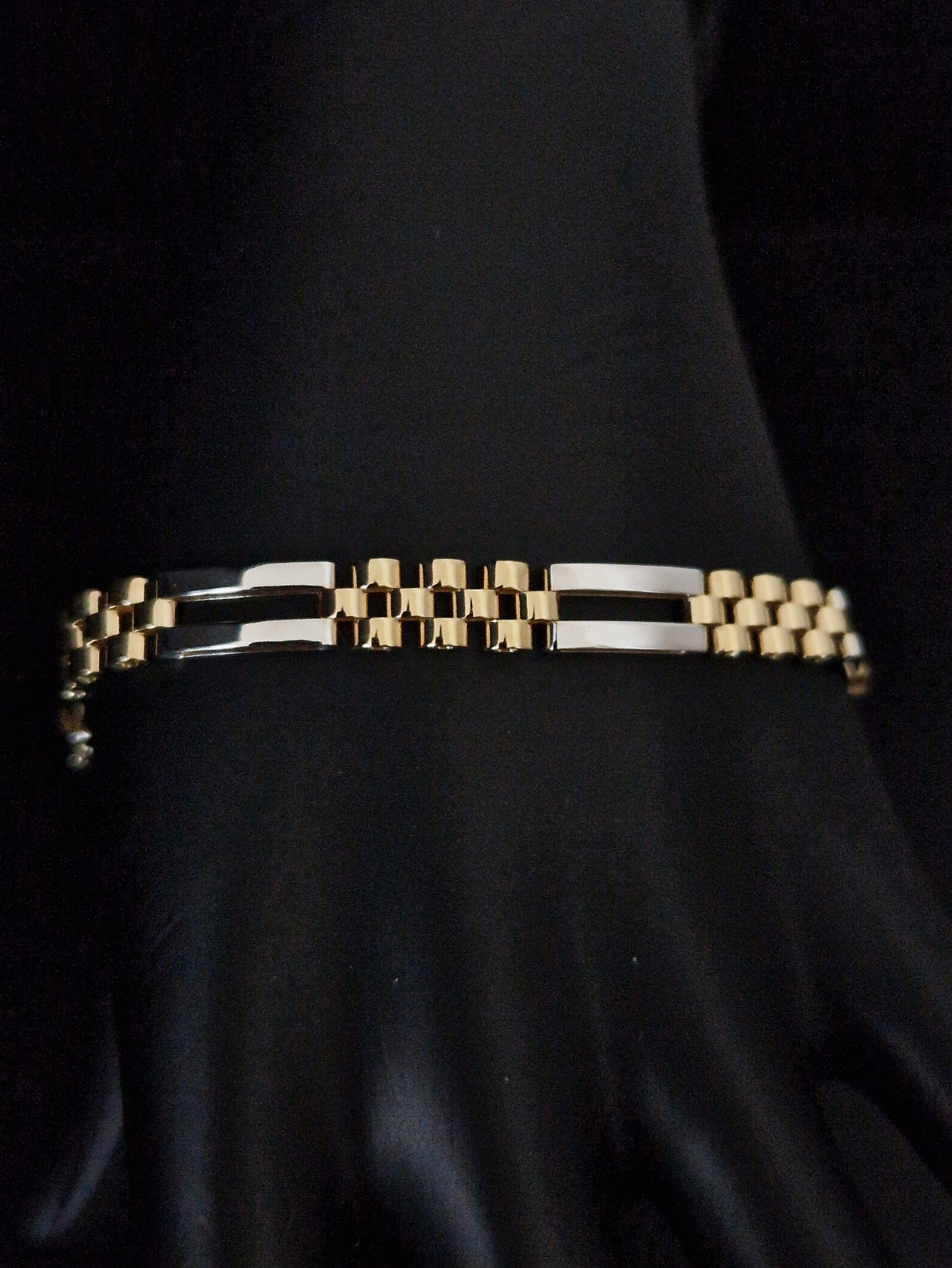 Men's Bracelet 18k Gold two tone color