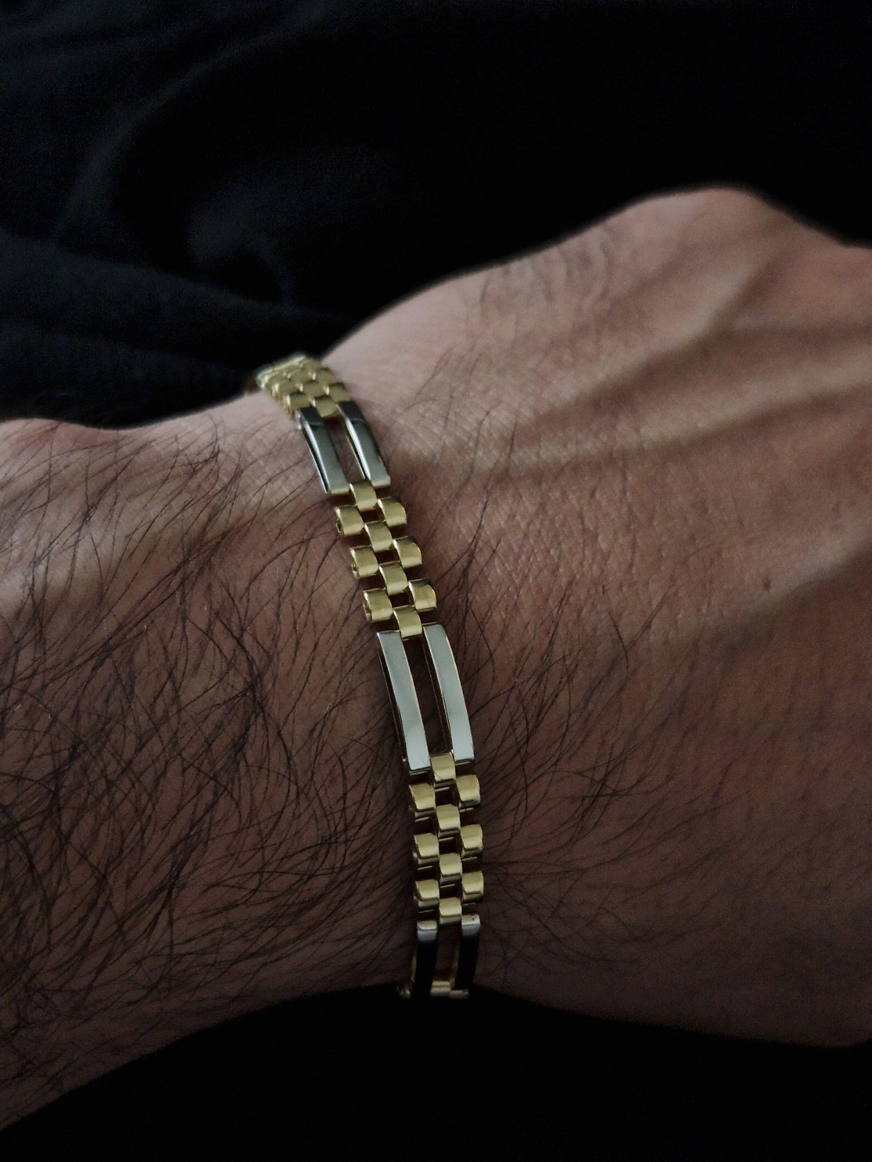 Men's Bracelet 18k Gold two tone color