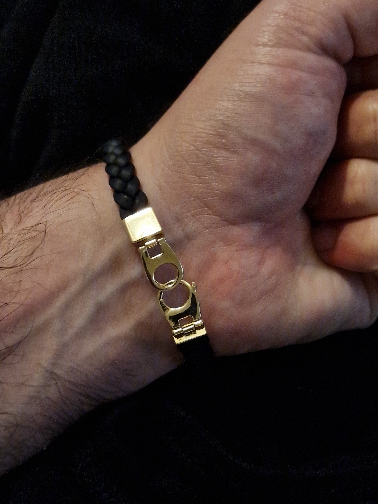 Men's Bracelet 18k Gold and rubber