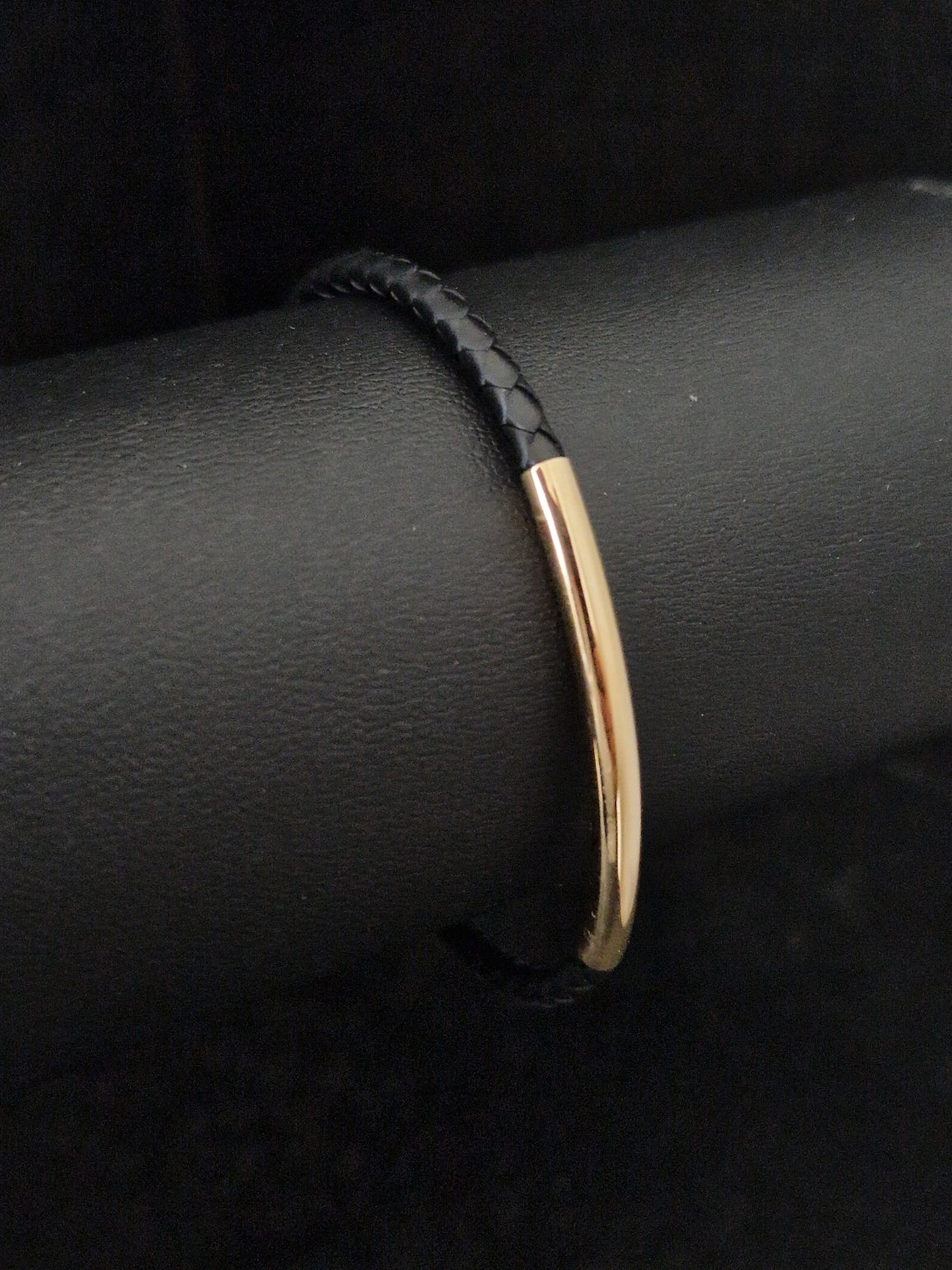 Men's Bracelet 18k Gold and braided Rubber