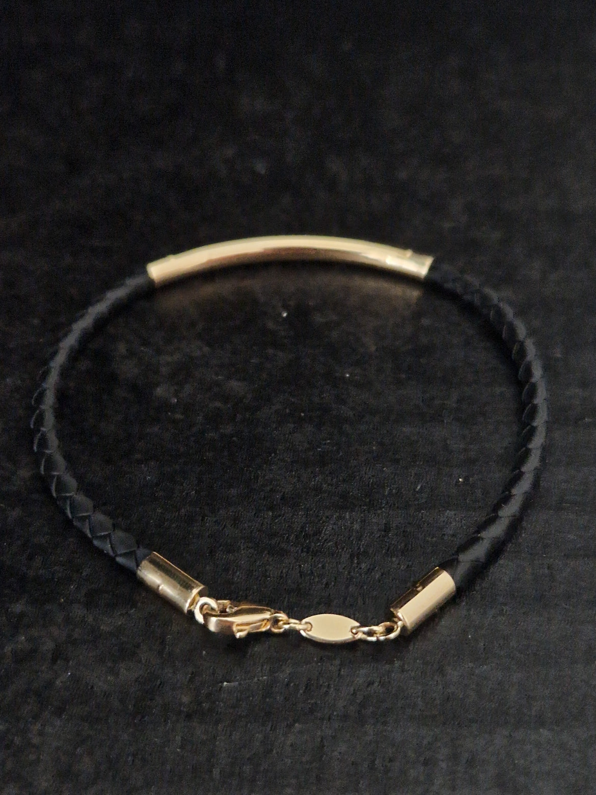 Men's Bracelet 18k Gold and braided Rubber