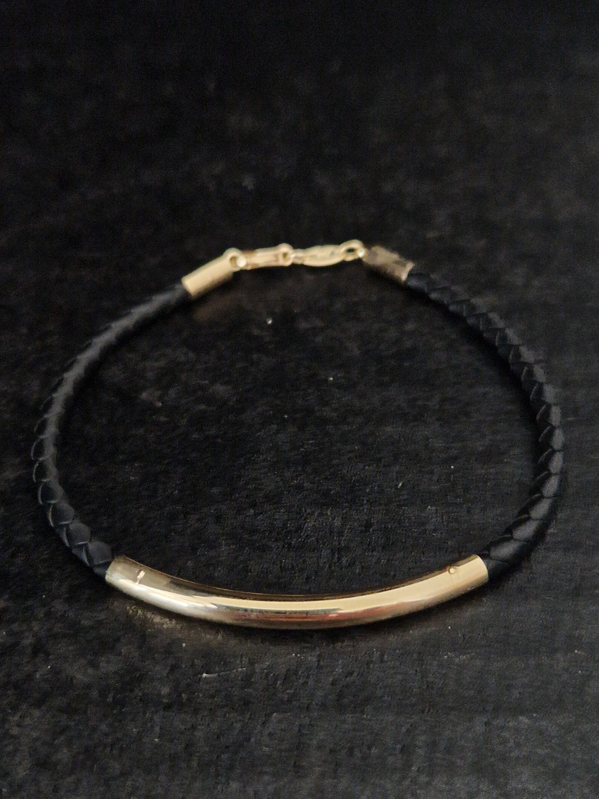 Men's Bracelet 18k Gold and braided Rubber
