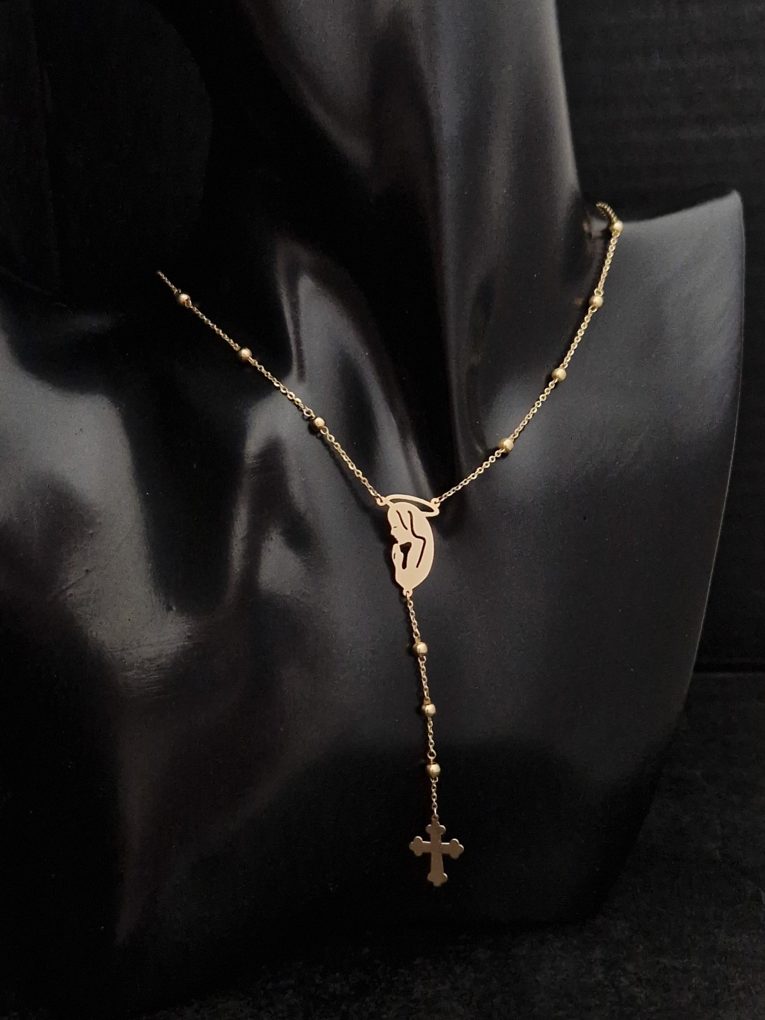 Rosary Beads Holy Virgin Mary And Cross in Gold 18k