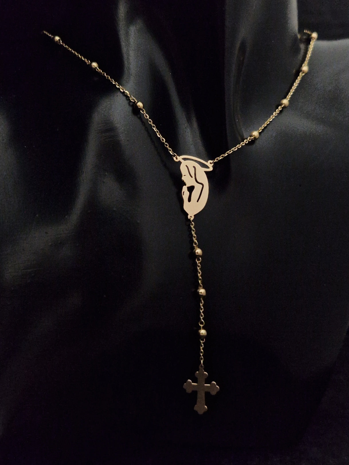 Rosary Beads Holy Virgin Mary And Cross in Gold 18k