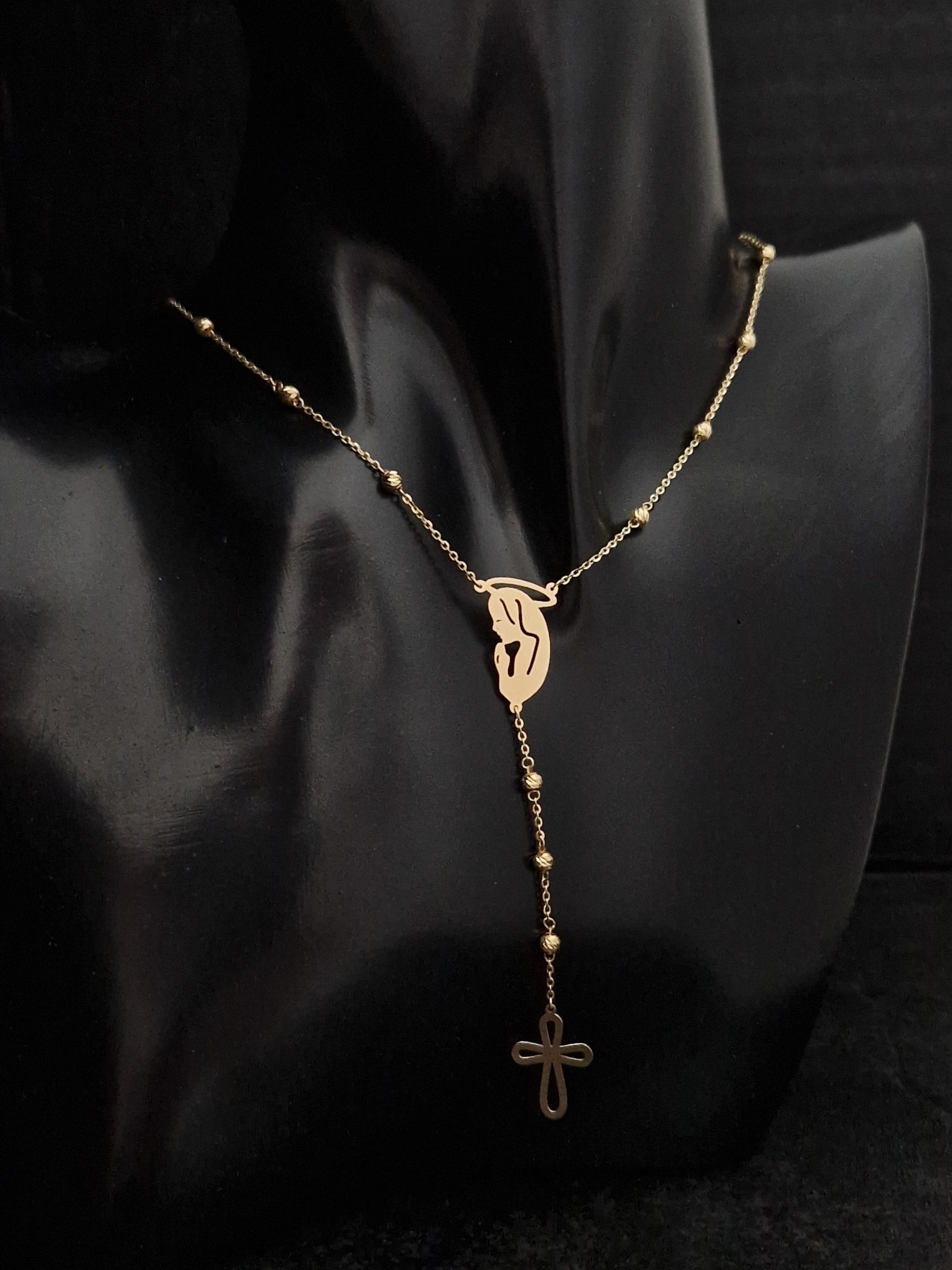 Rosary Beads Holy Virgin Mary And Cross in Gold 18k