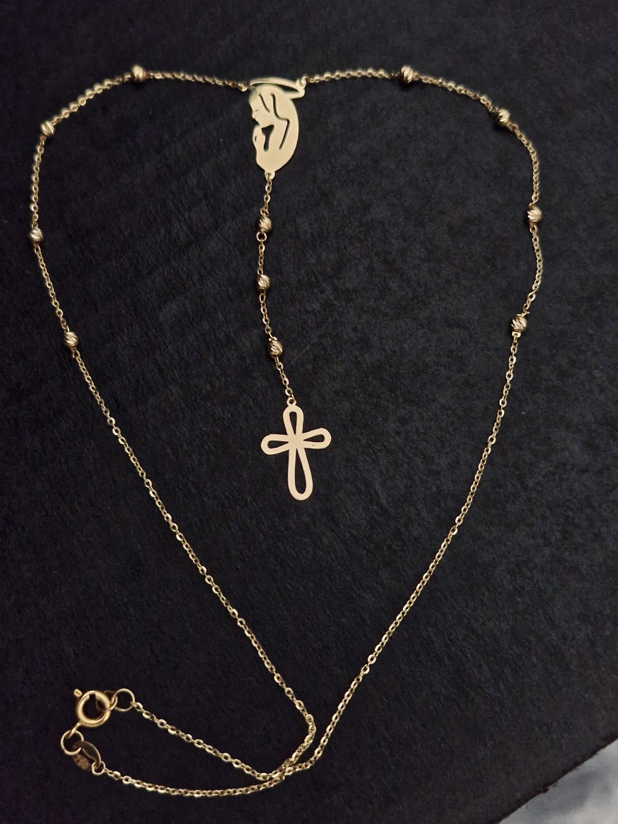 Rosary Beads Holy Virgin Mary And Cross in Gold 18k