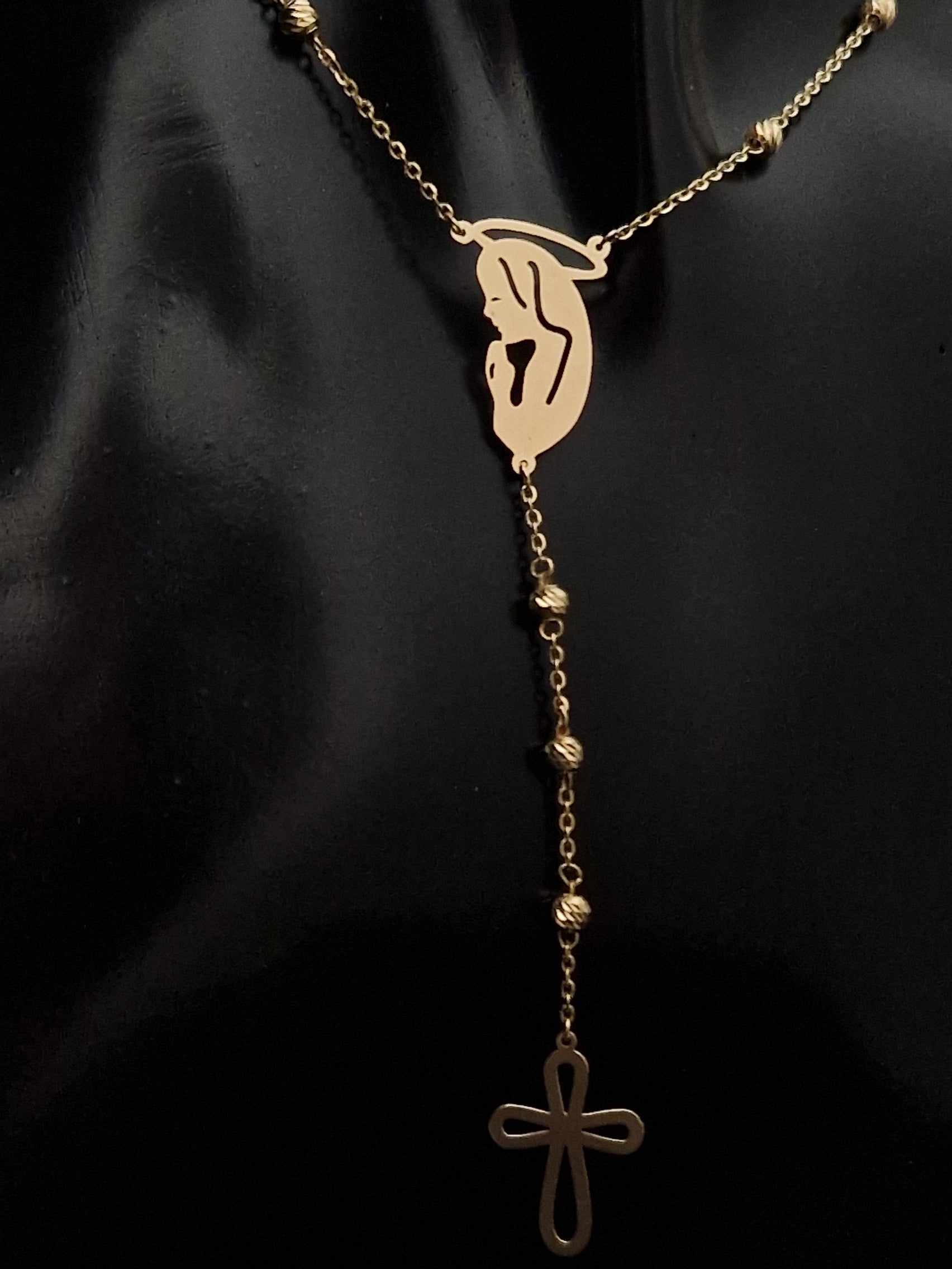 Rosary Beads Holy Virgin Mary And Cross in Gold 18k