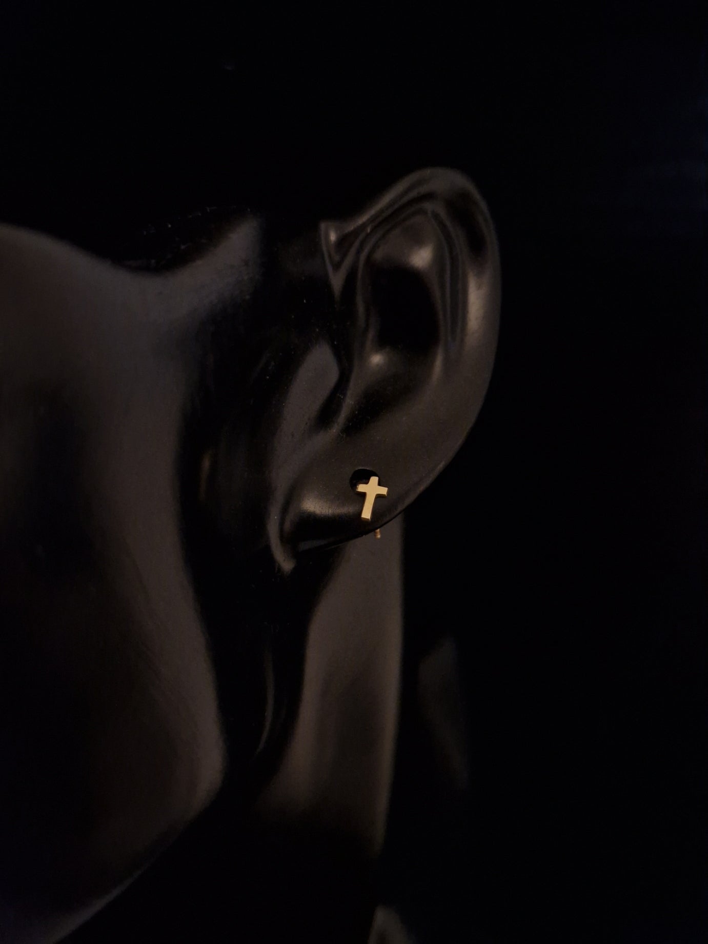 Earrings Solid Cross Shape Guld 18k