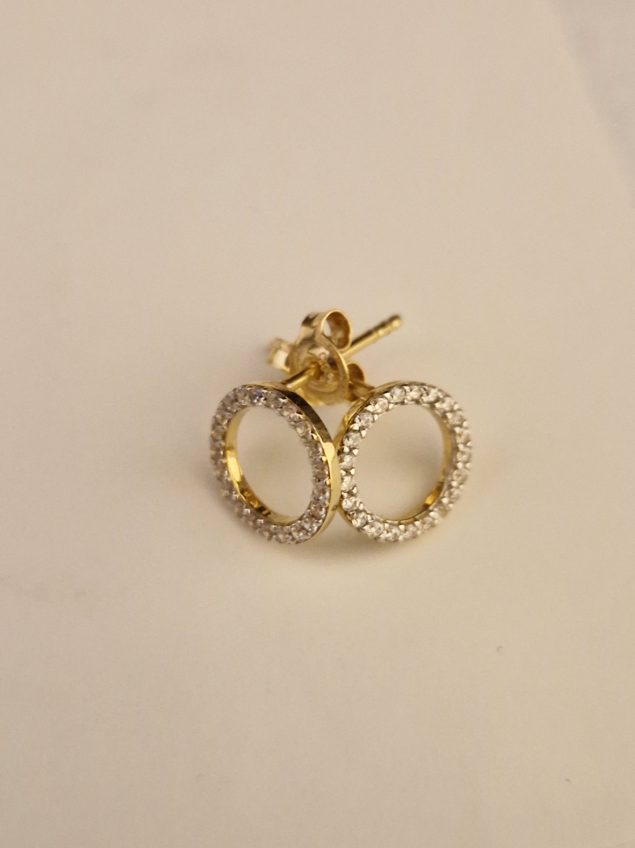 Earrings Round white CZ Zircon Guld 18k