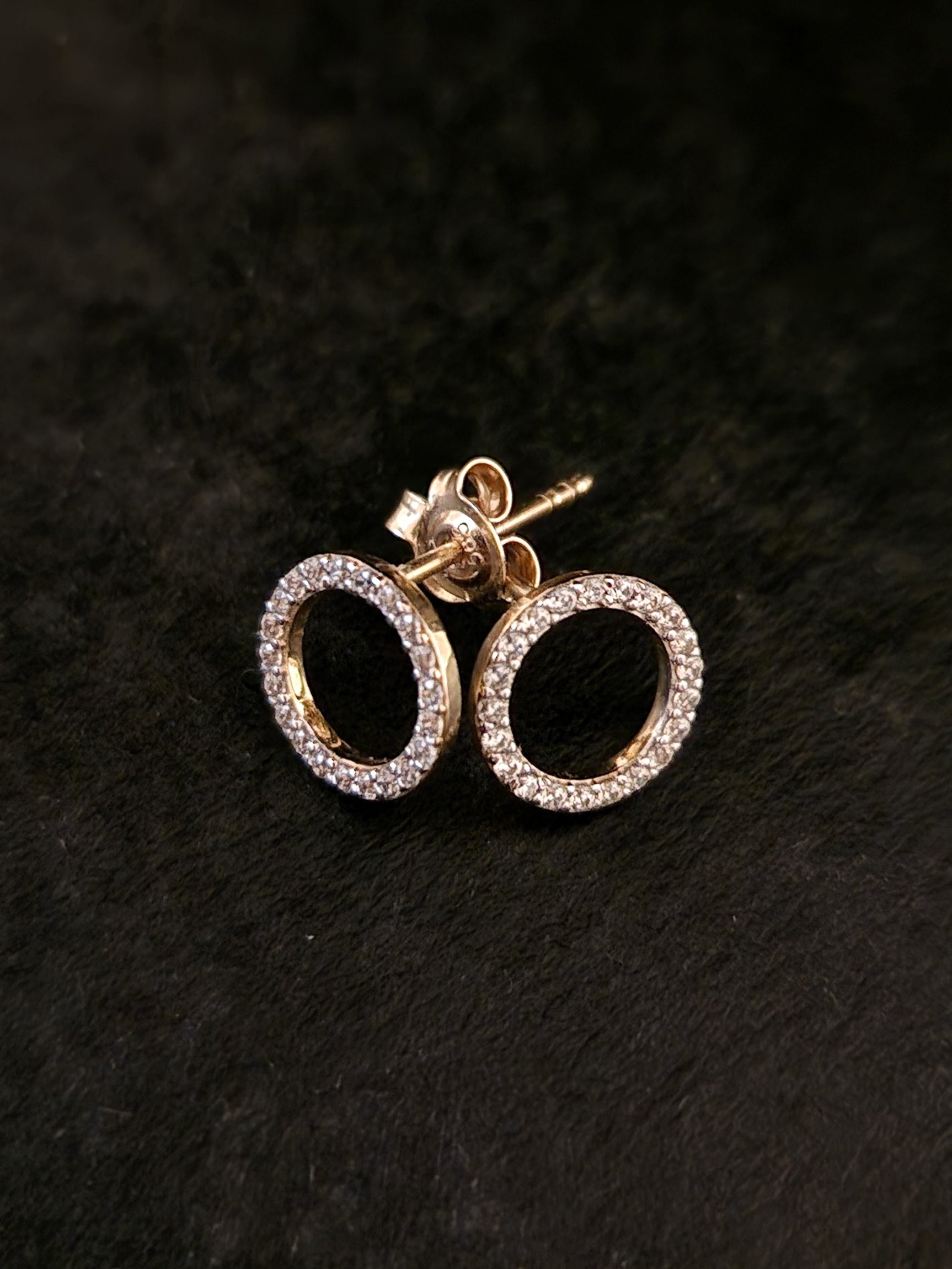 Earrings Round white CZ Zircon Guld 18k