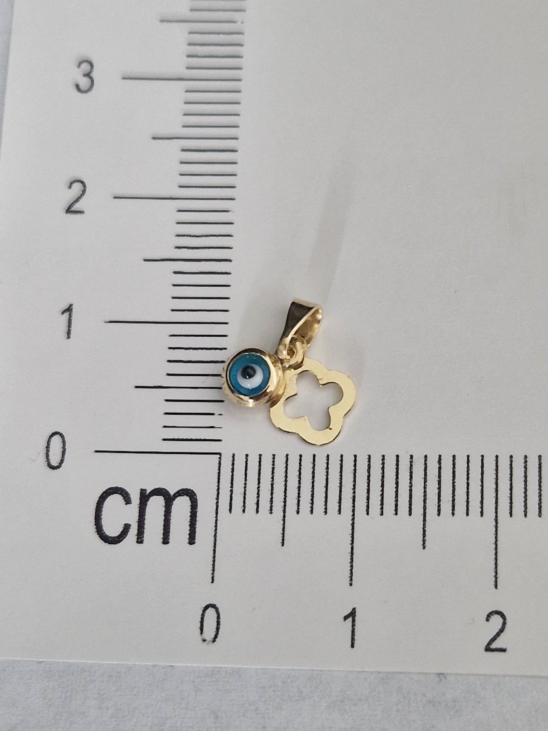 Religion Pendant Cross and Blue Evil Eye in Gold 18k