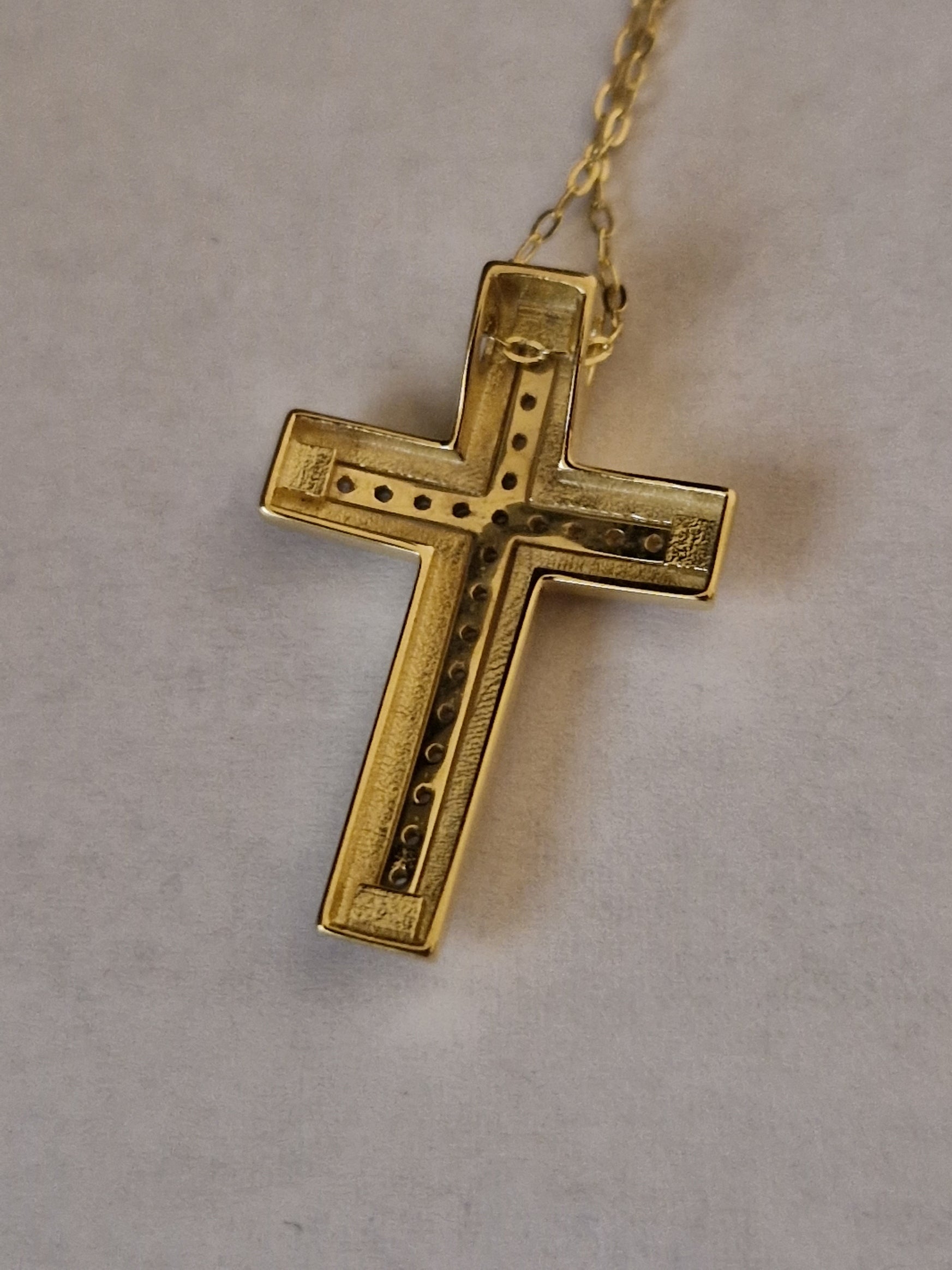 Necklace Pendant Cross with White Cubic Zirconia in Gold 18k