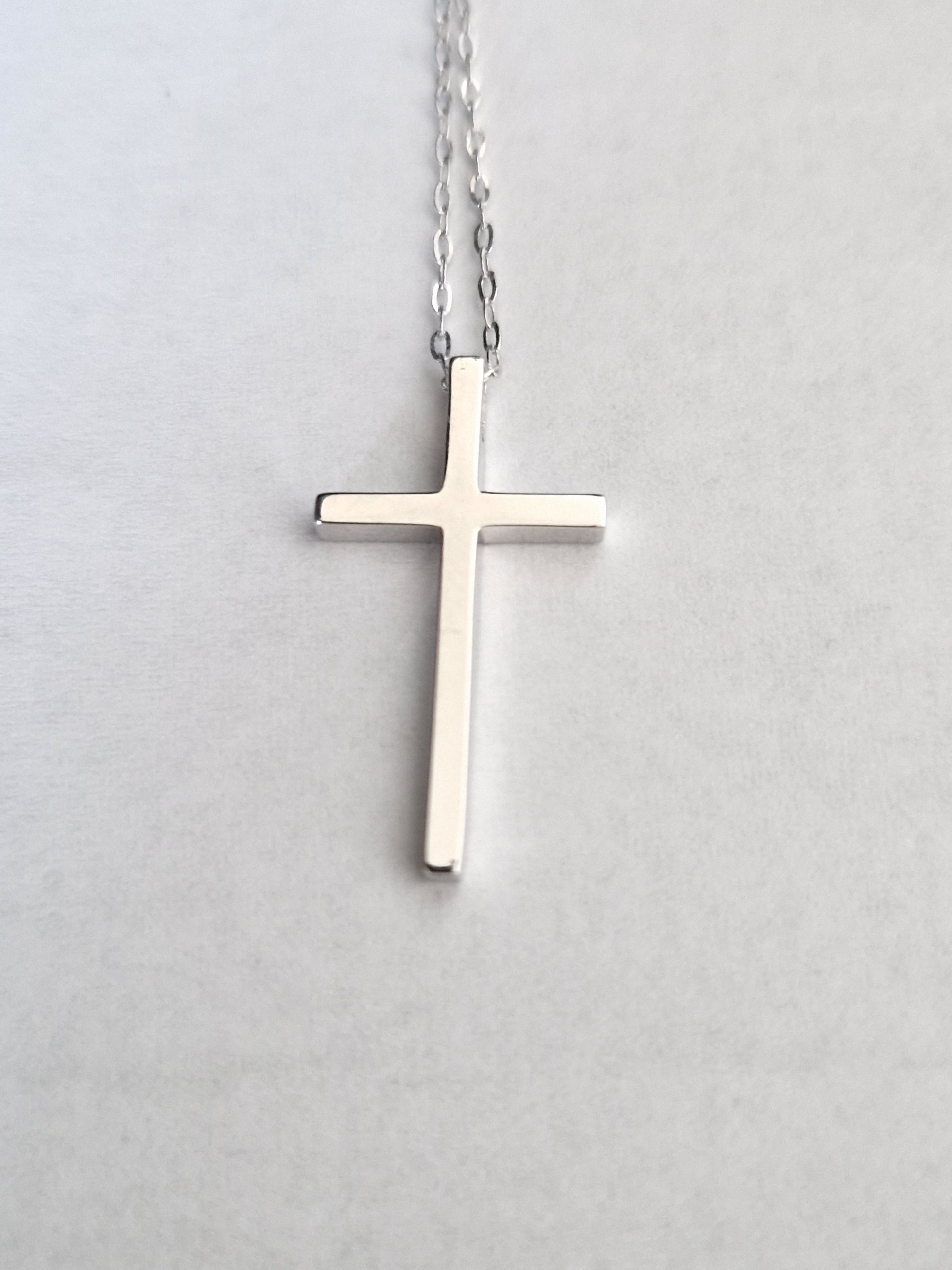 Necklace Pendant Cross in White Gold 18k