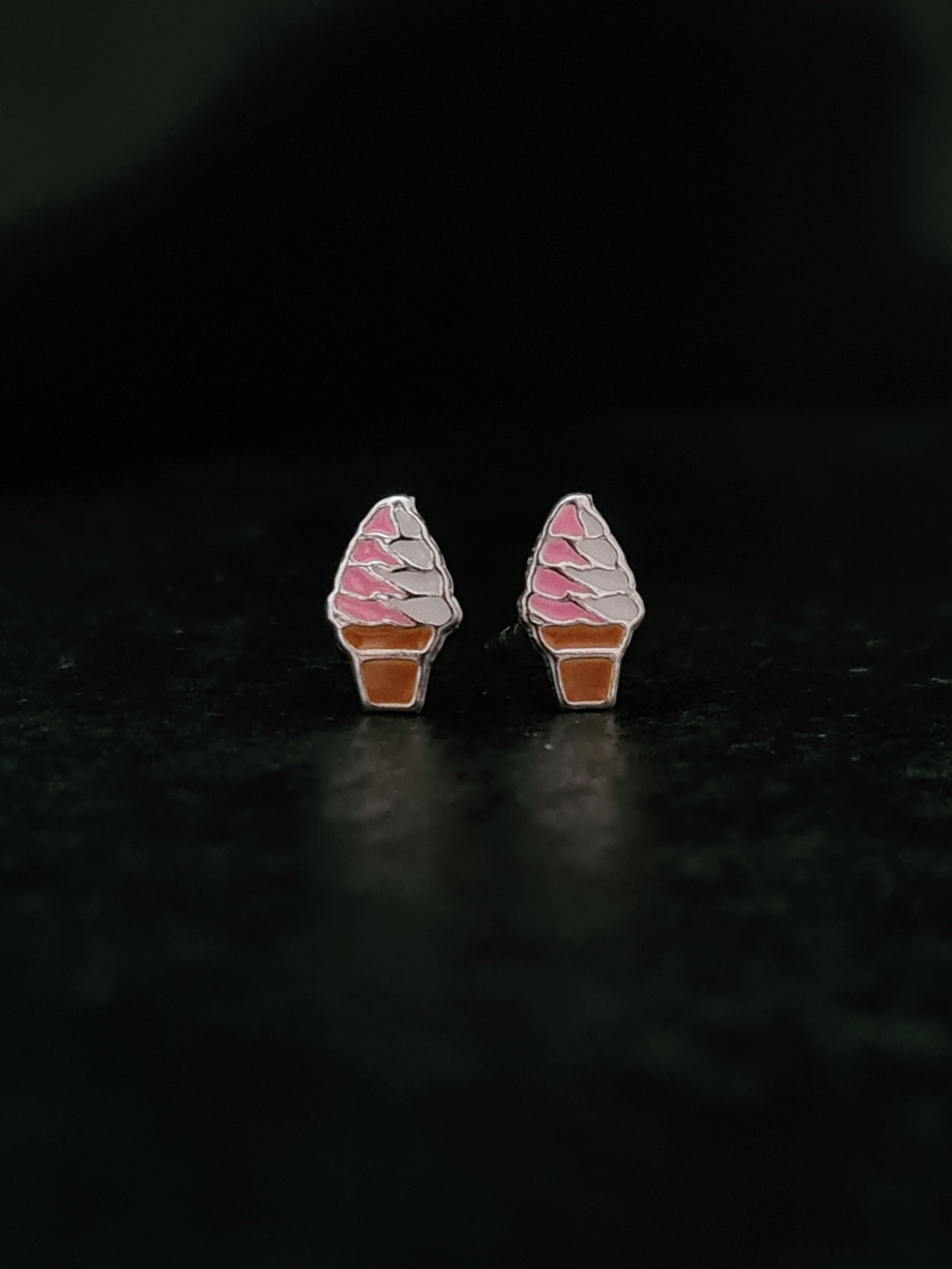 Silver Ice Cream Stud Earrings