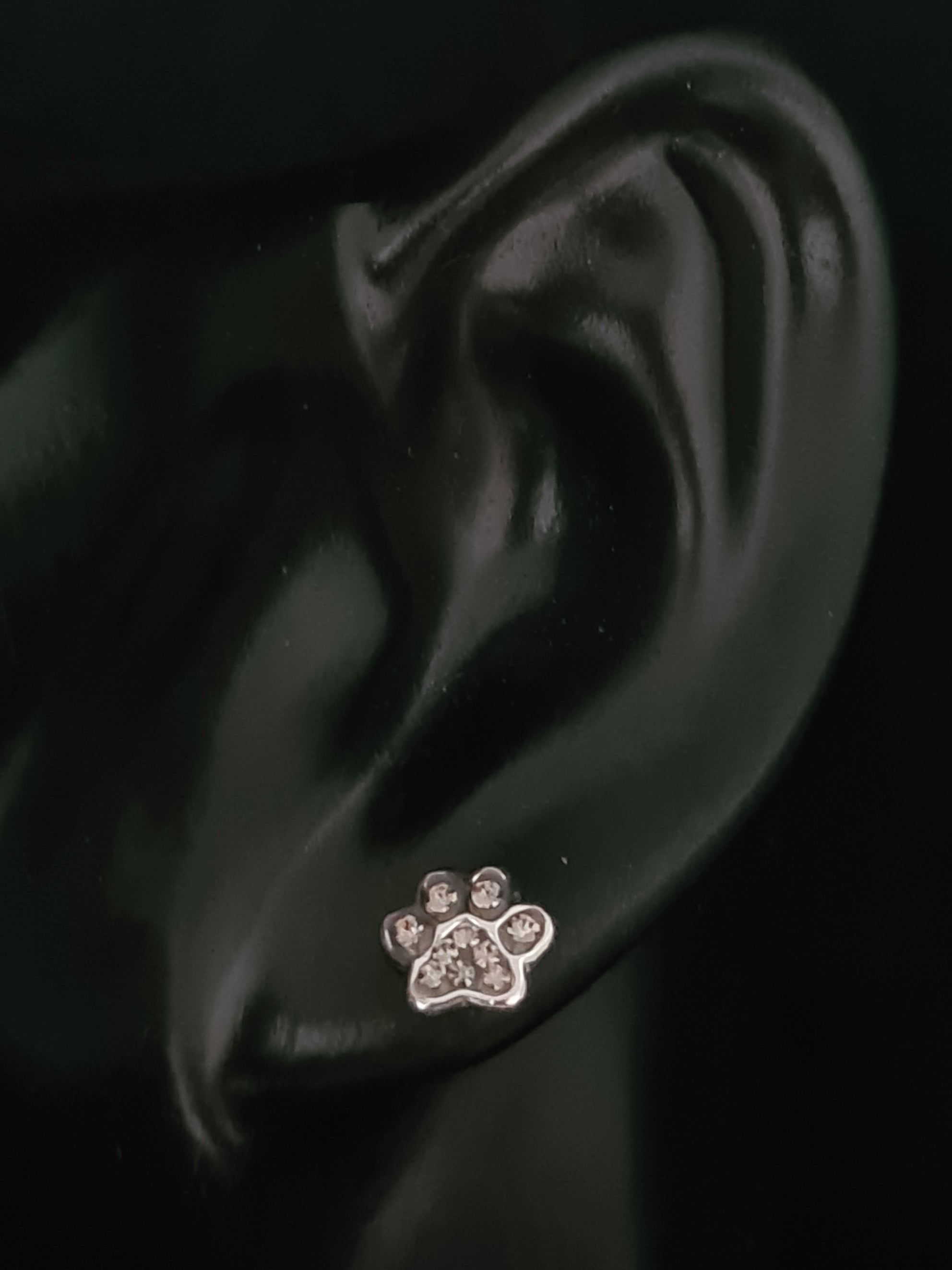 Silver Paw Print Stud Earrings