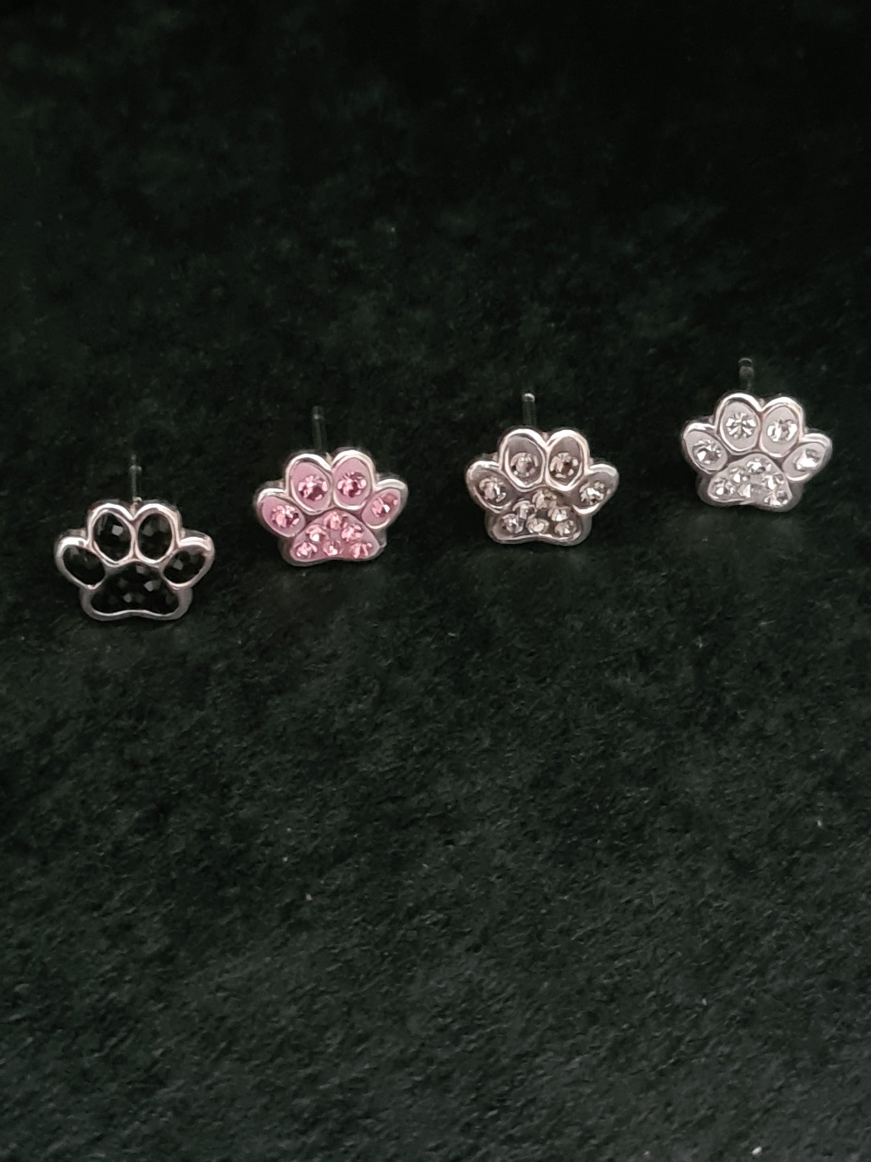 Silver Paw Print Stud Earrings