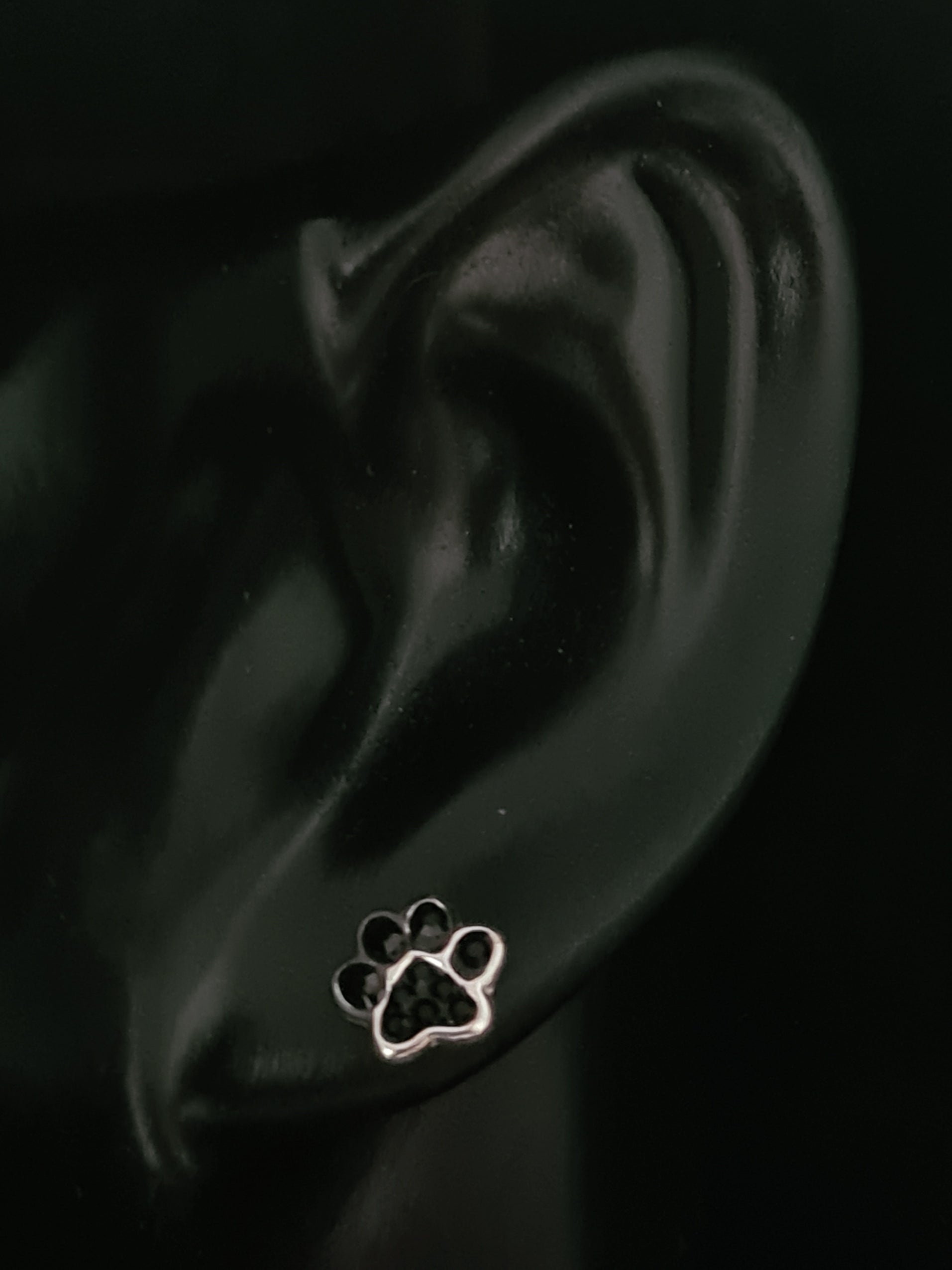 Silver Paw Print Stud Earrings