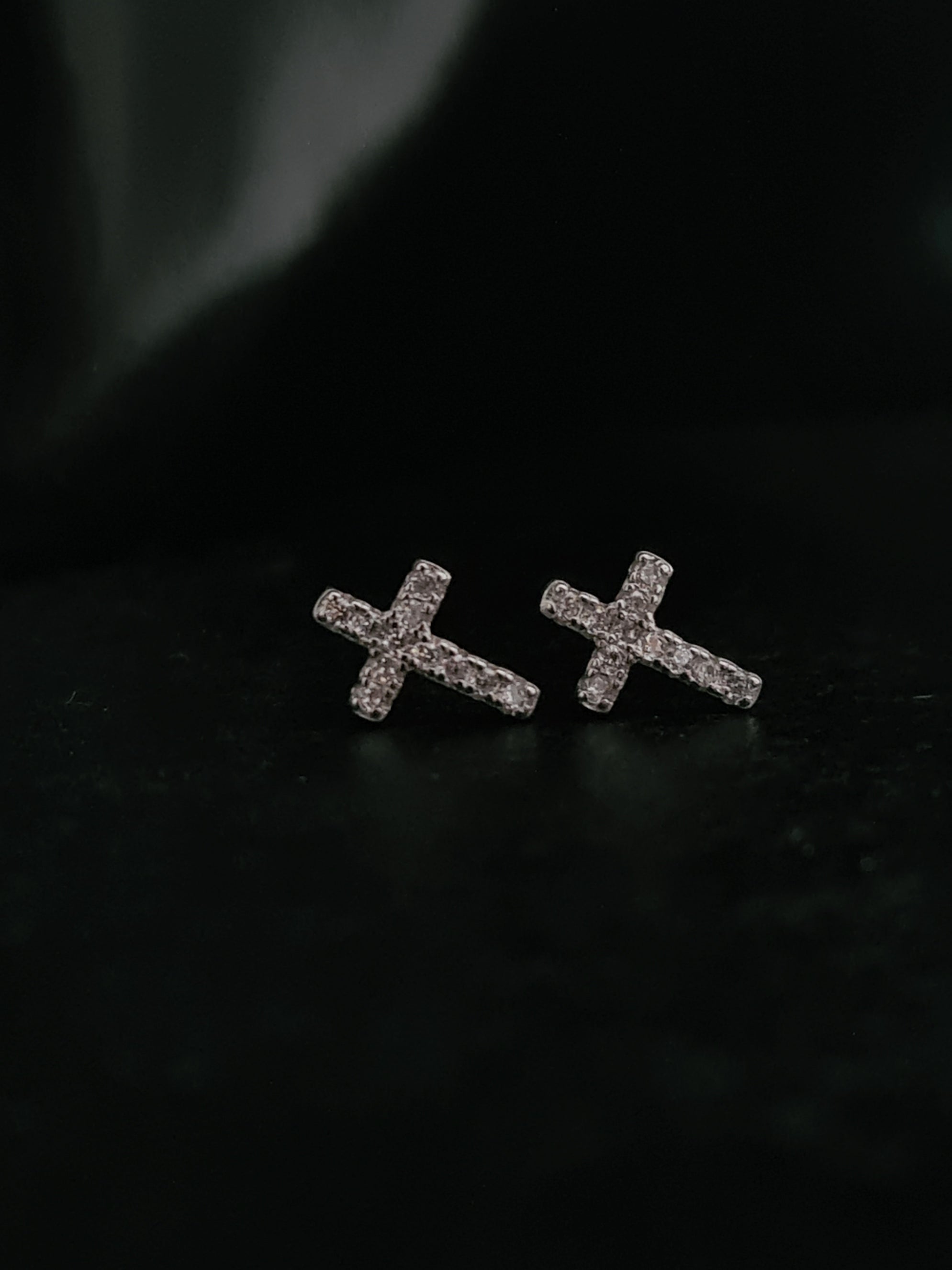 Silver Cross Stud Earrings