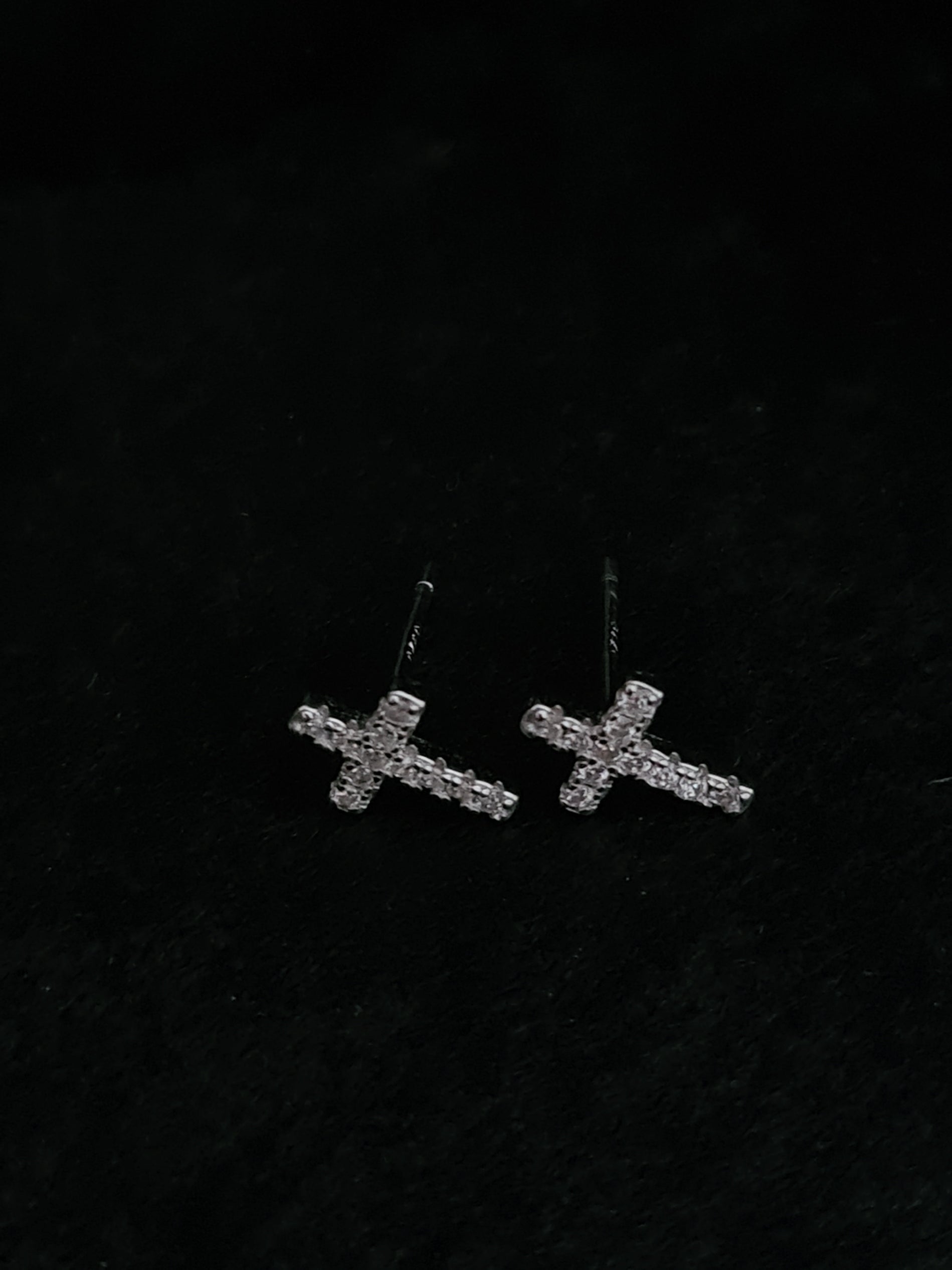 Silver Cross Stud Earrings