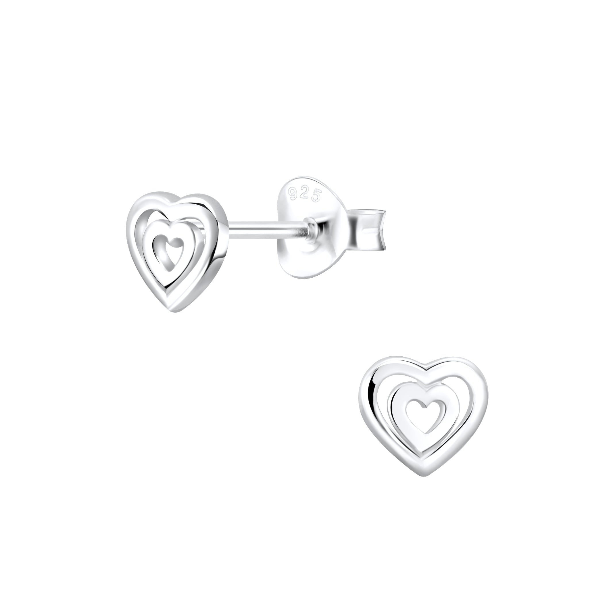 Silver Heart Stud Earrings