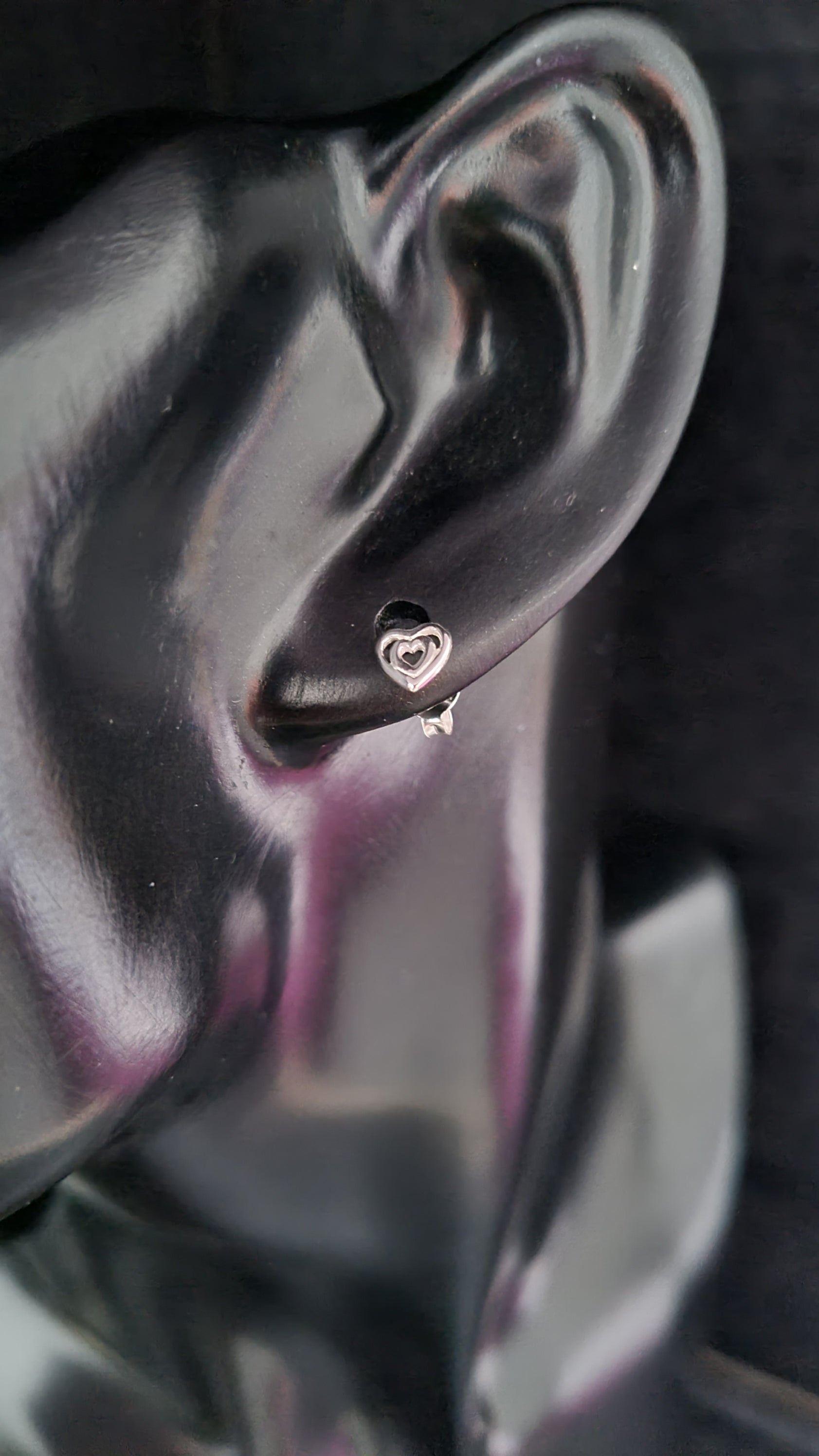 Silver Heart Stud Earrings