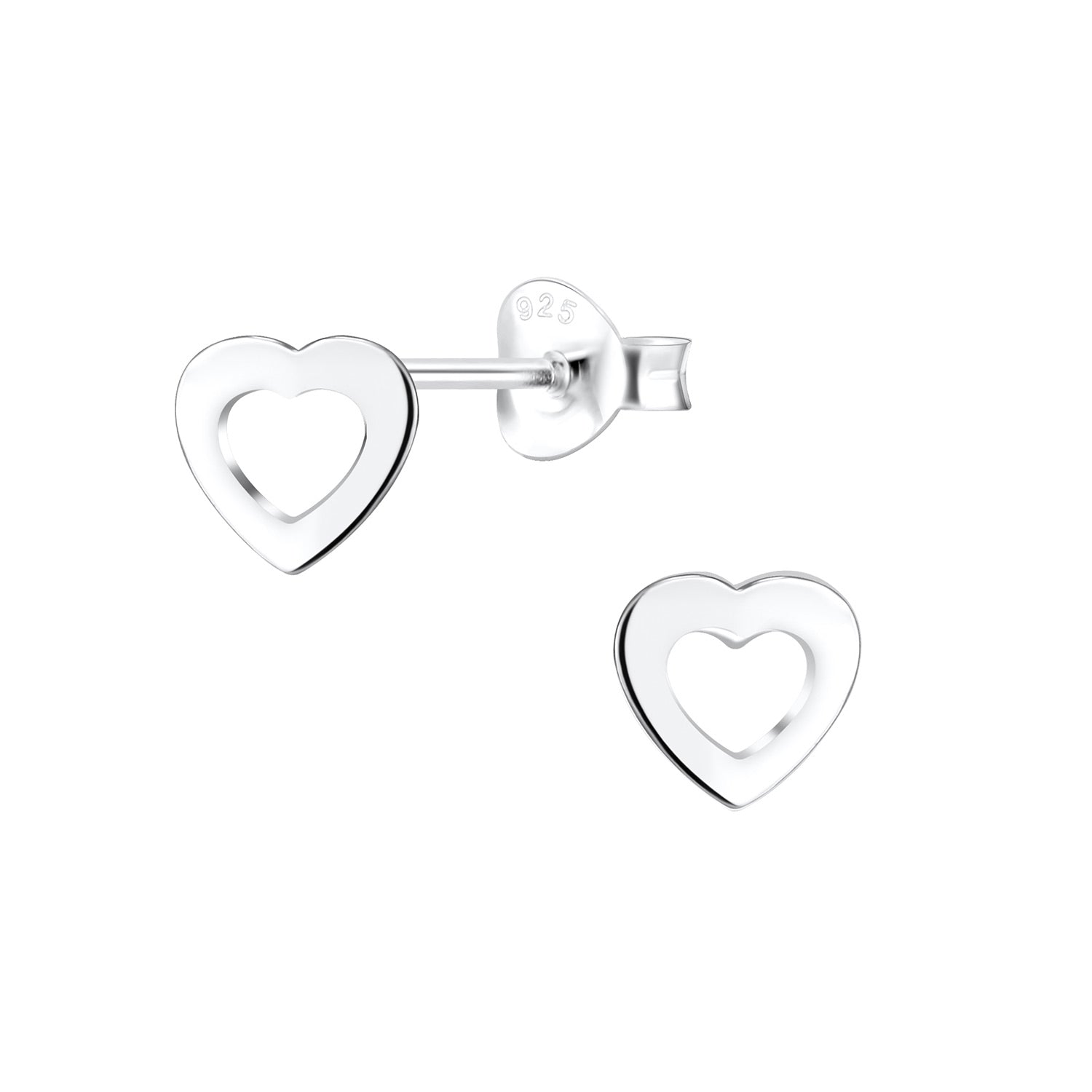 Silver Heart Stud Earrings