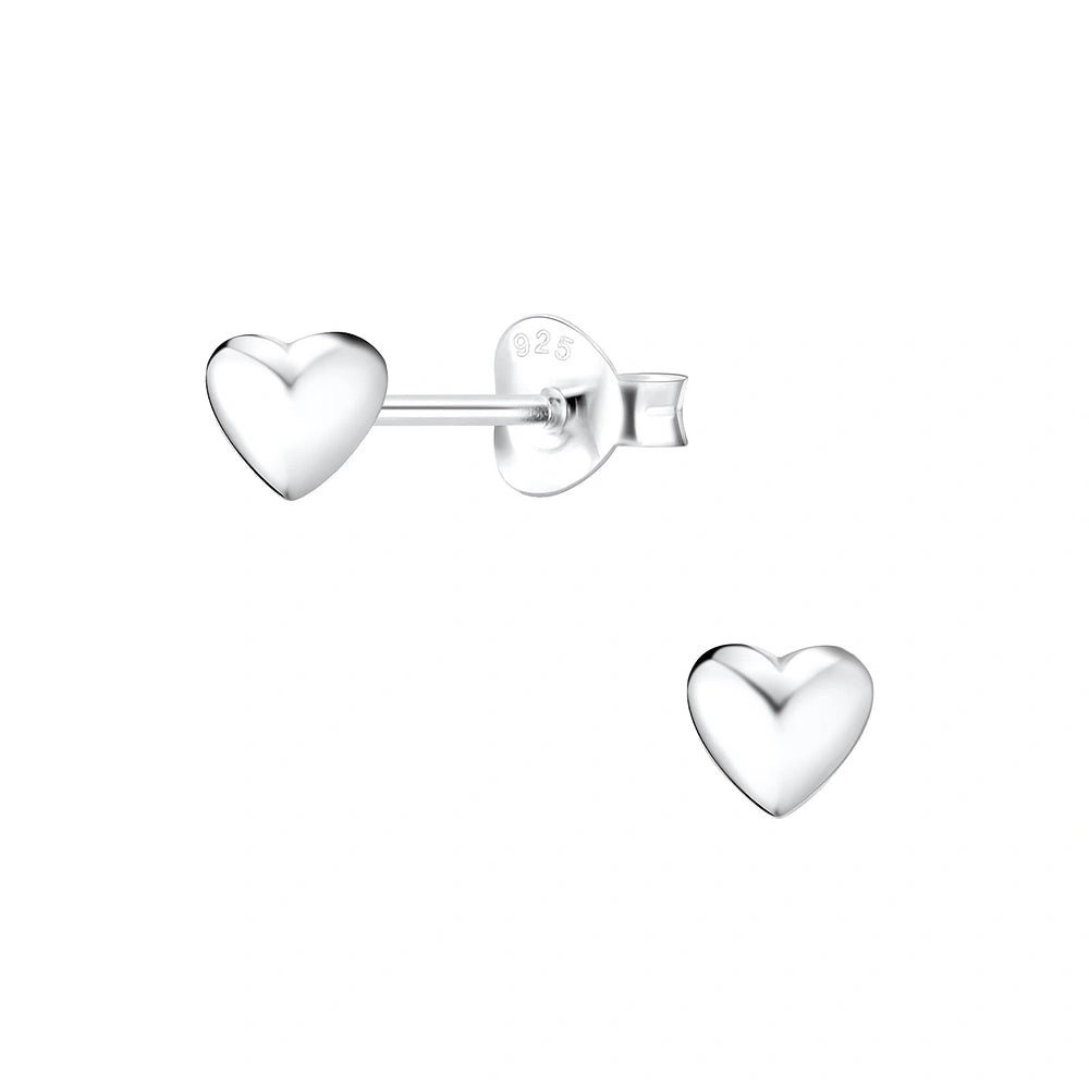 Silver Heart Stud Earrings