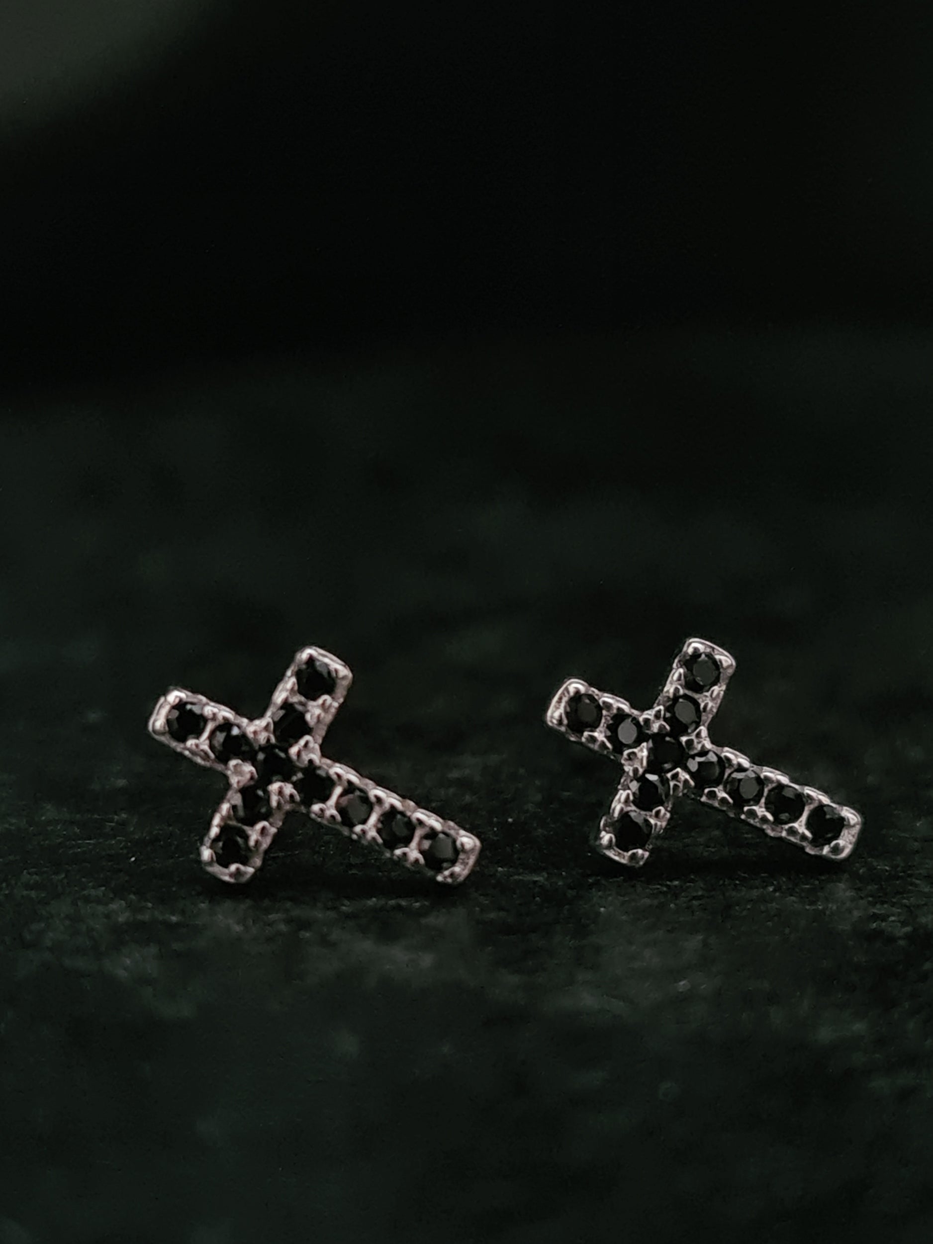 Silver Cross Stud Earrings