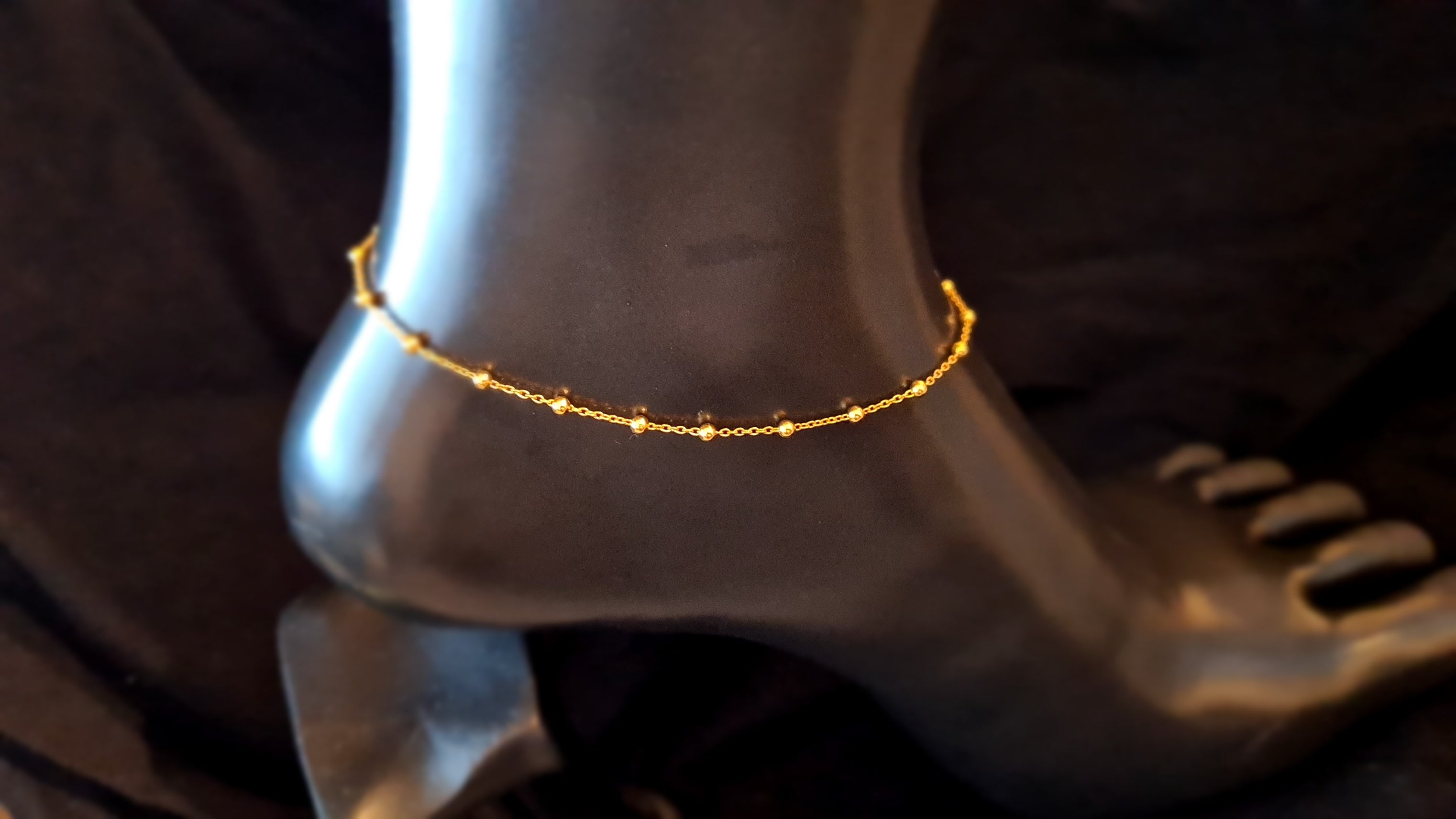 26cm Silver Satellite Anklet With Extension