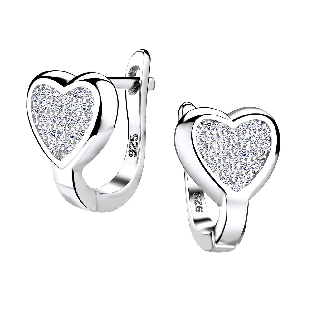 Silver Heart Huggie Earrings