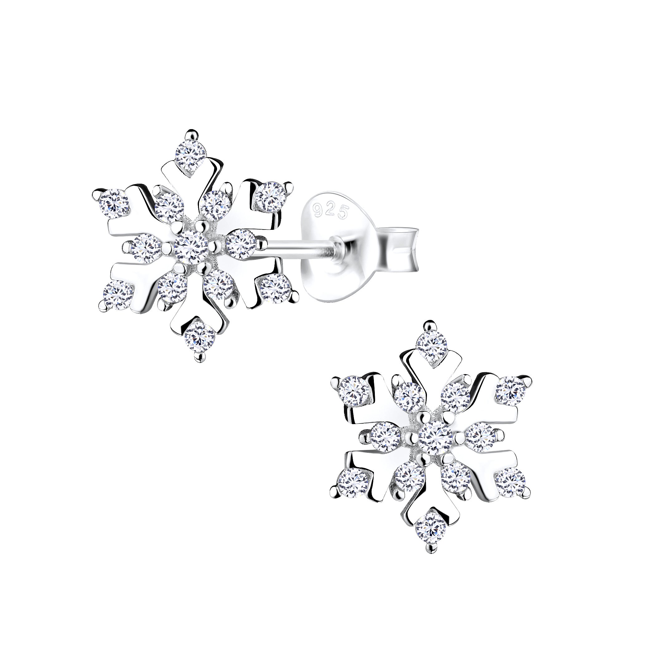 Silver Snowflake Stud Earrings