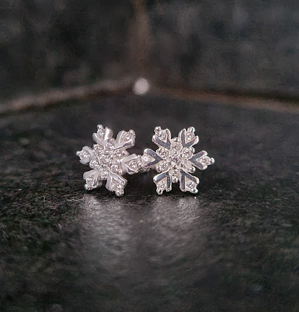 Silver Snowflake Stud Earrings