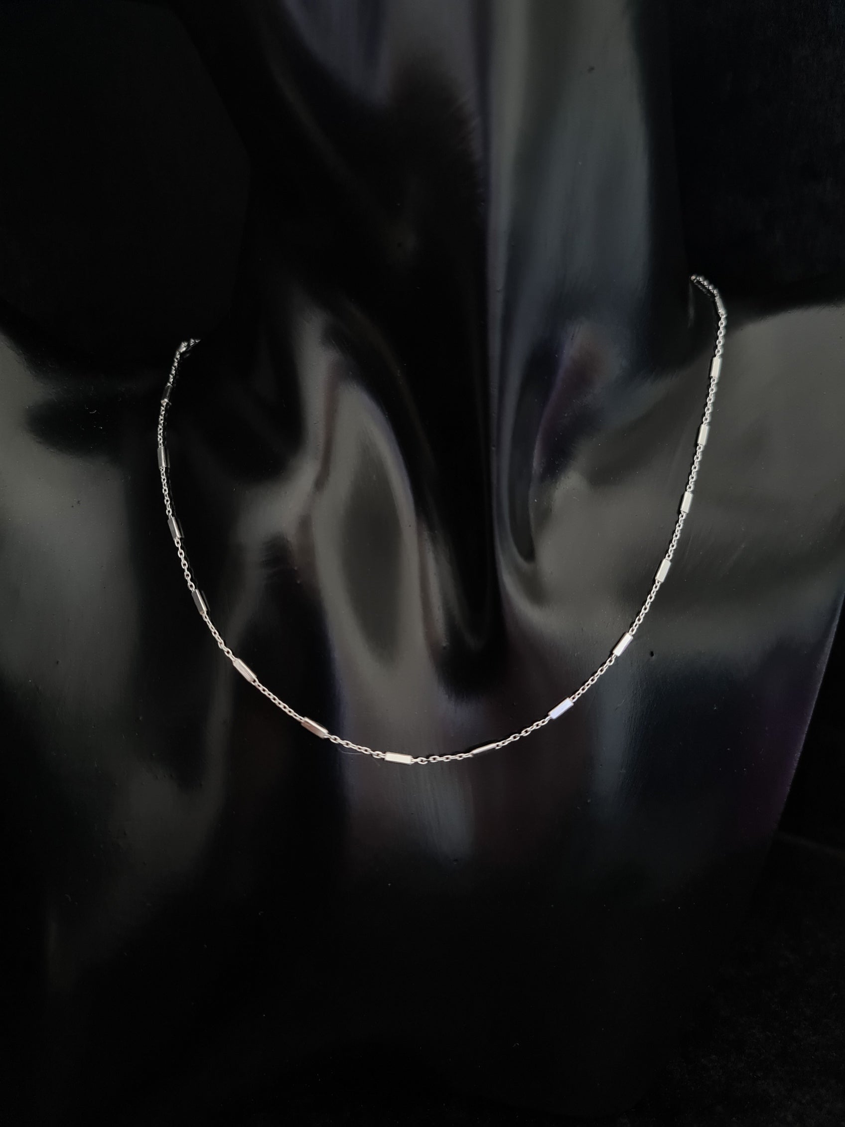  Silver Cable Bar Choker Necklace