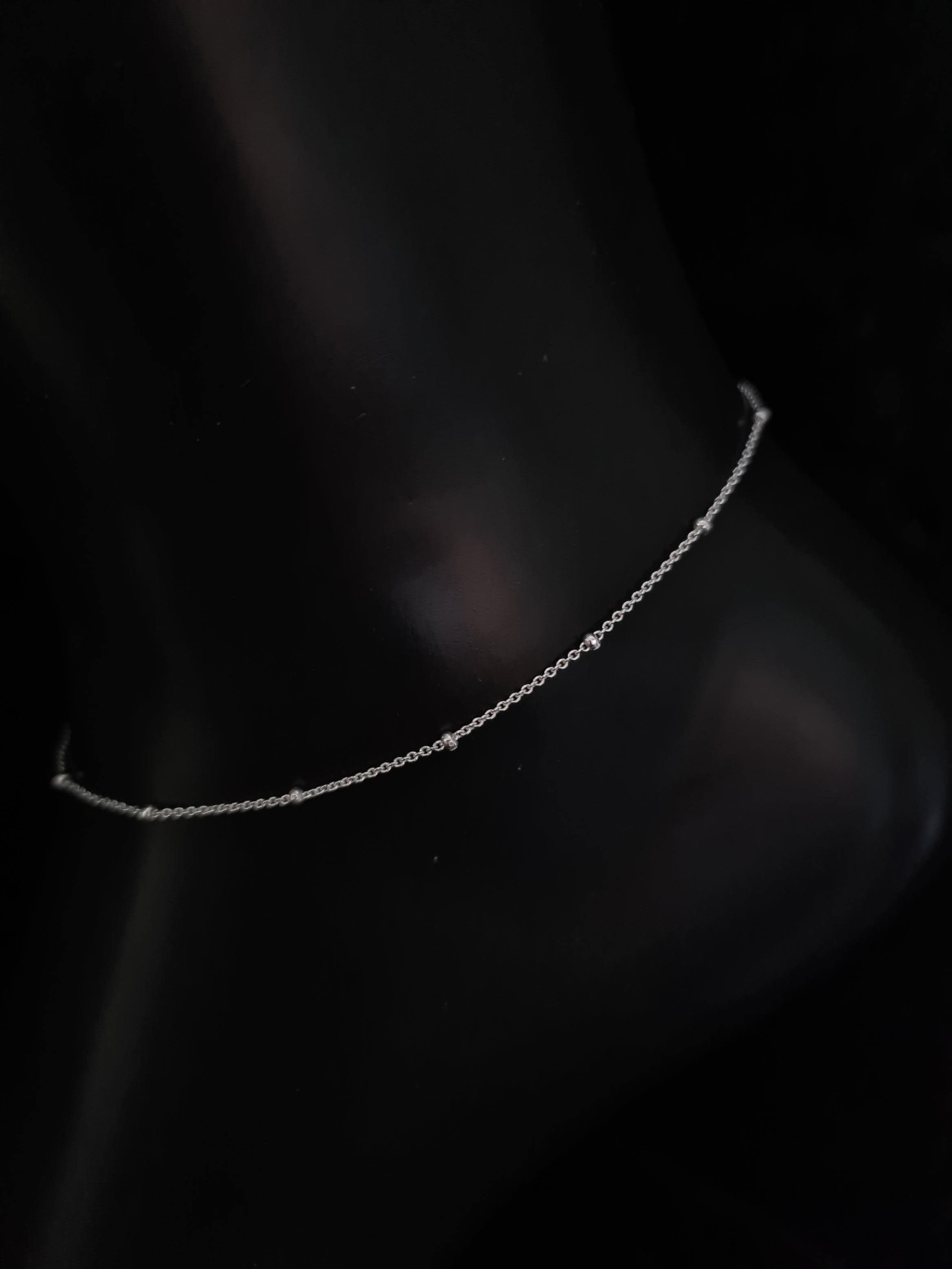 25cm Silver Satellite Anklet With Extension